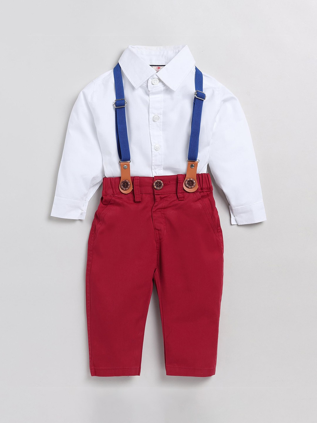 

BRATS AND DOLLS Boys Pure Cotton Dungarees With Shirt, Red