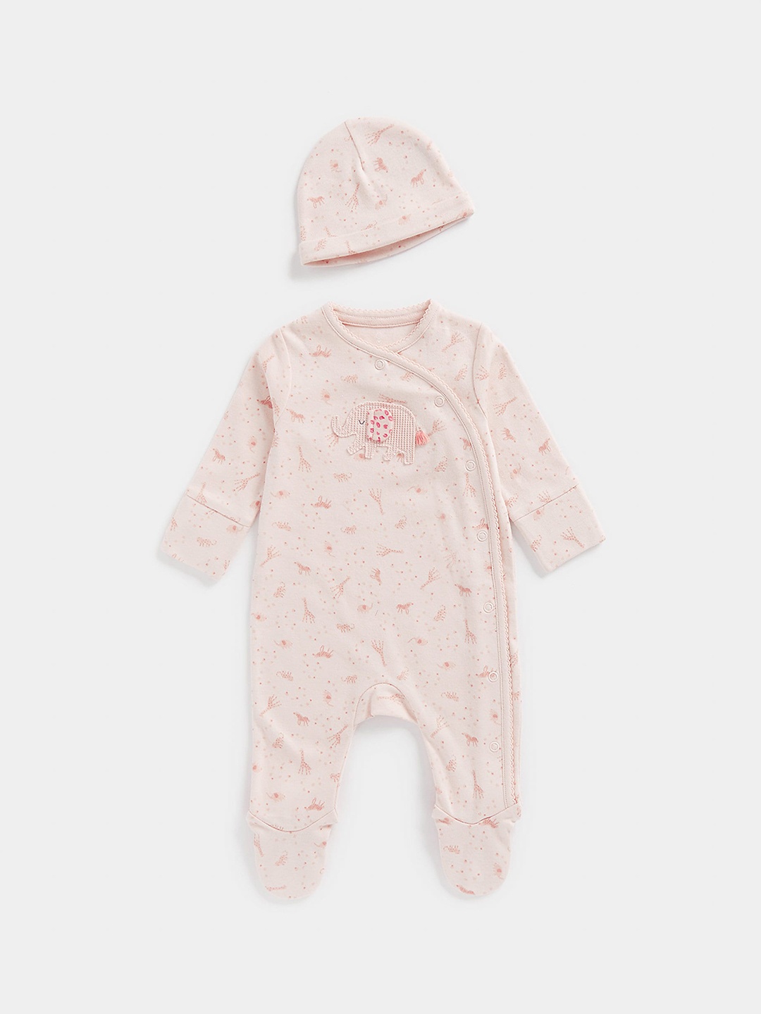 

mothercare Infants Printed Pure Cotton Sleepsuit, Pink