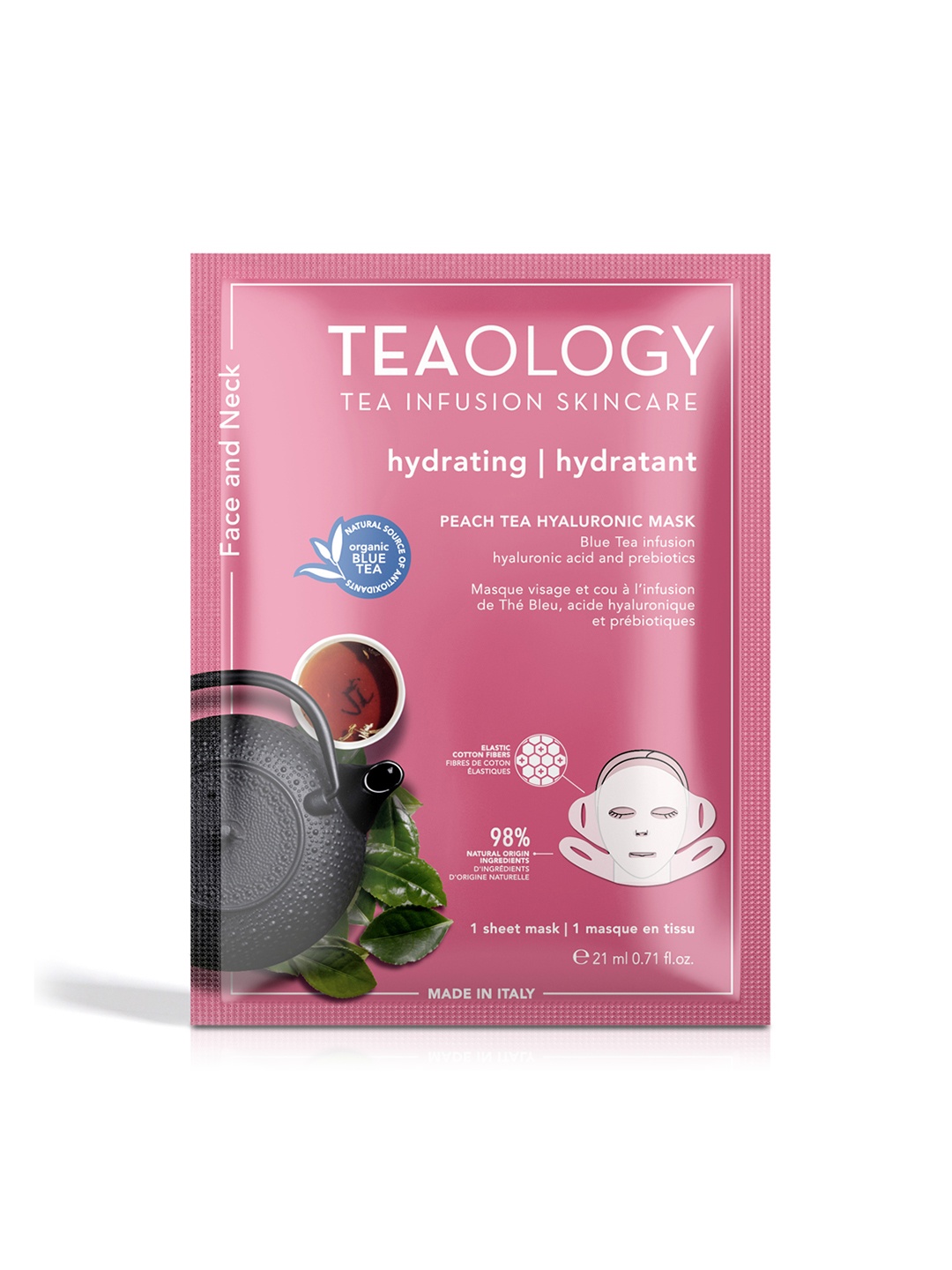 

TEAOLOGY Peach Tea Hyaluronic Hydrating & Illuminating Sheet Mask - 21ml, Pink