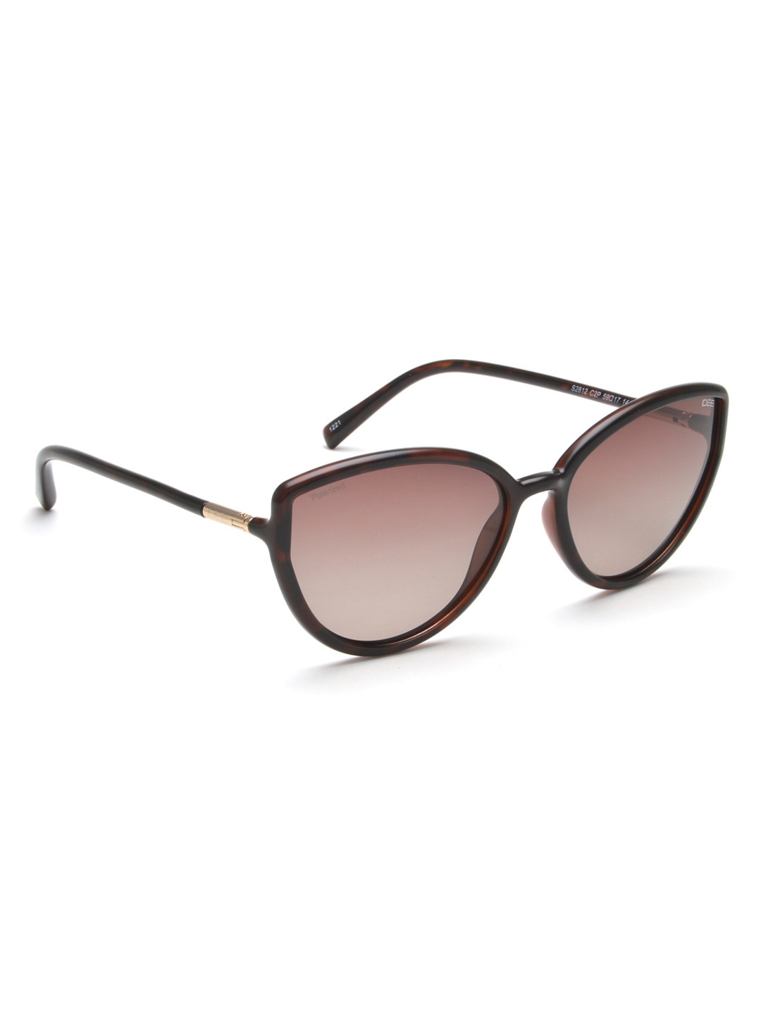 

IDEE Women Cateye Sunglasses with Polarised and UV Protected Lens IDS2812C2PSG, Brown