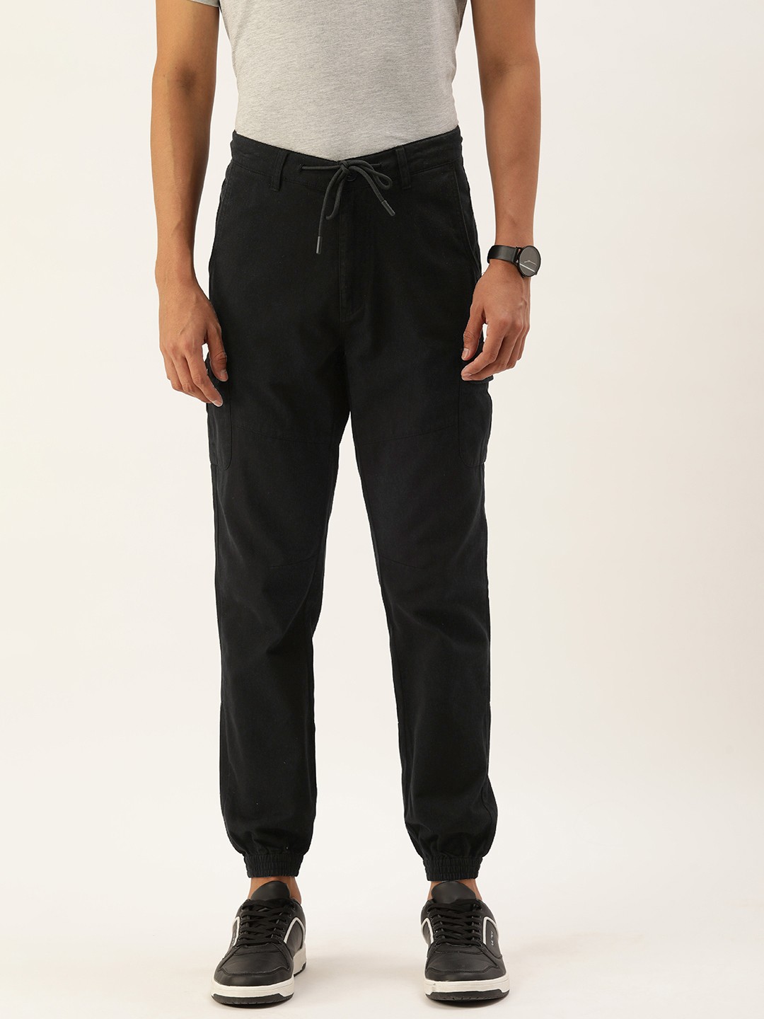 

IVOC Men Cotton Cargo Pocket Joggers, Black