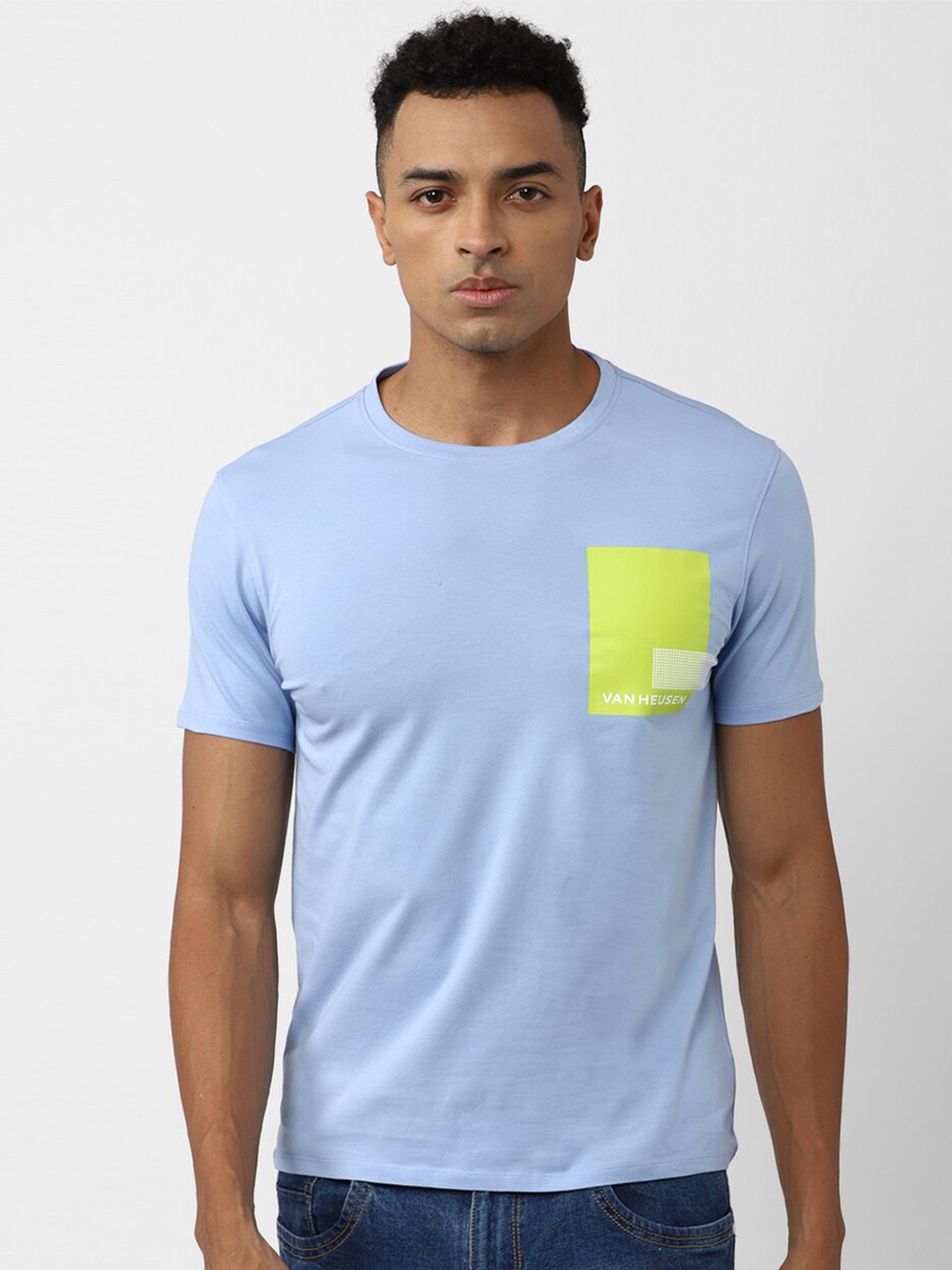 

Peter England Round Neck Regular Fit Casual T-shirt, Blue