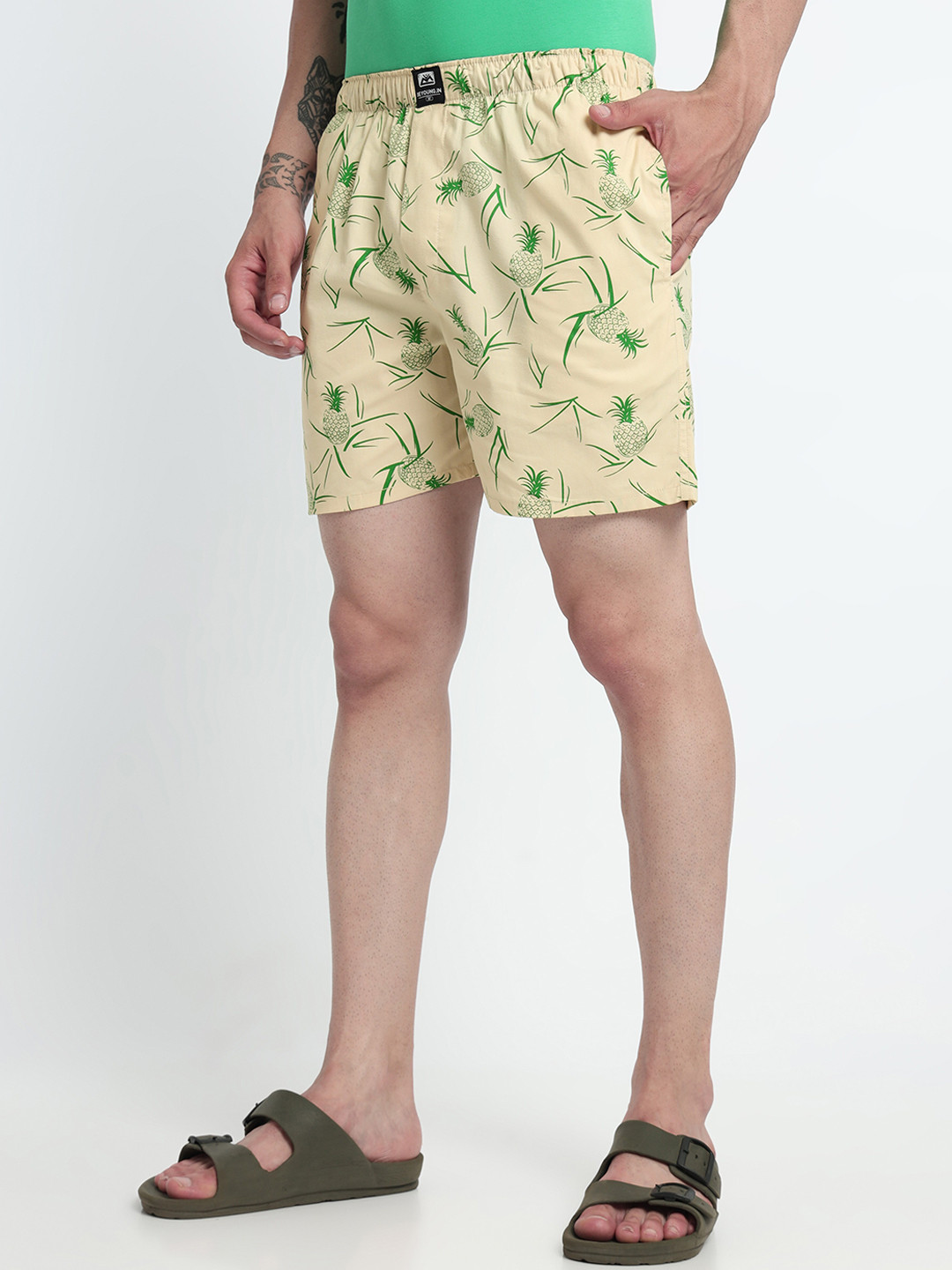 

Beyoung Men Pineapple Printed Pure Cotton Boxers, Yellow
