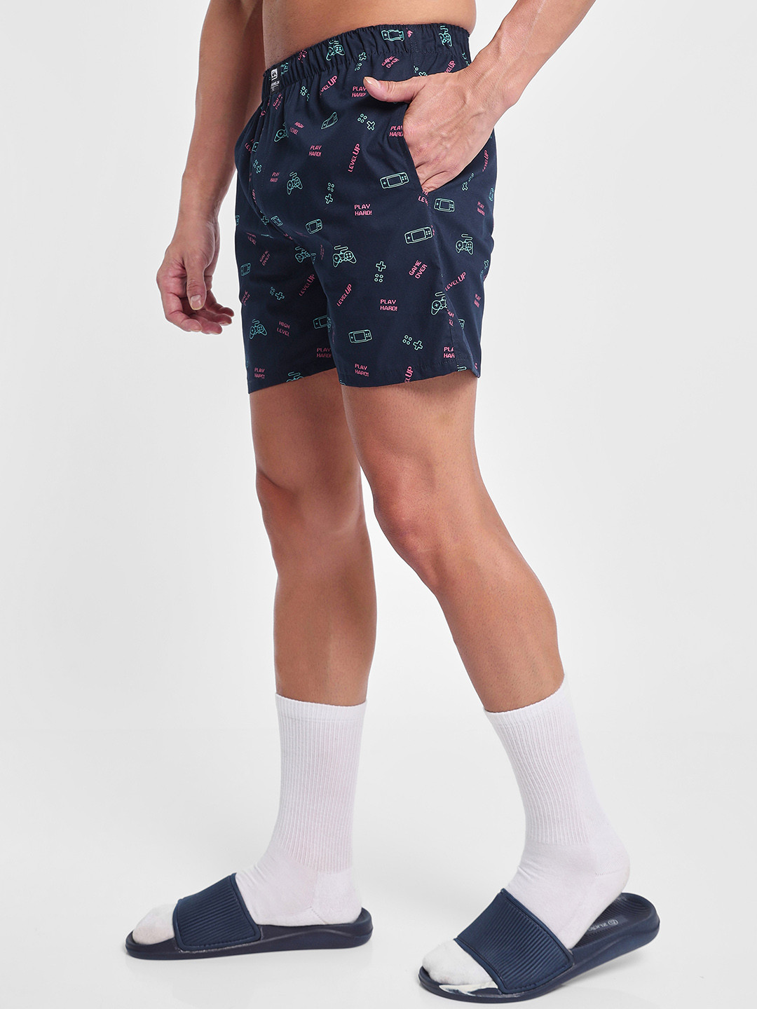 

Beyoung Conversational Printed Pure Cotton Boxers, Navy blue