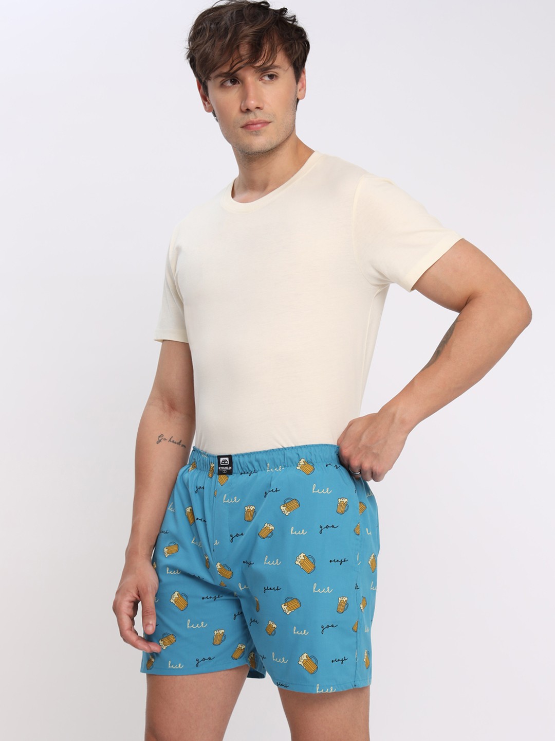 

Beyoung Conversational Printed Pure Cotton Boxers, Blue
