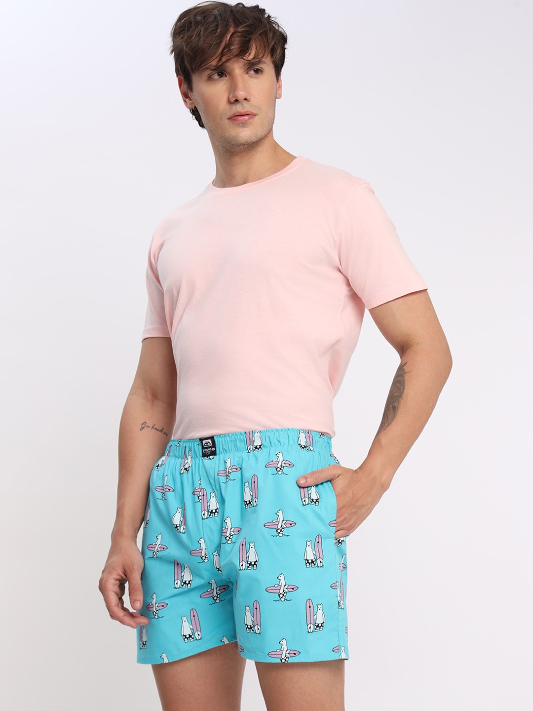 

Beyoung Men Conversational Print Cotton Boxers, Blue