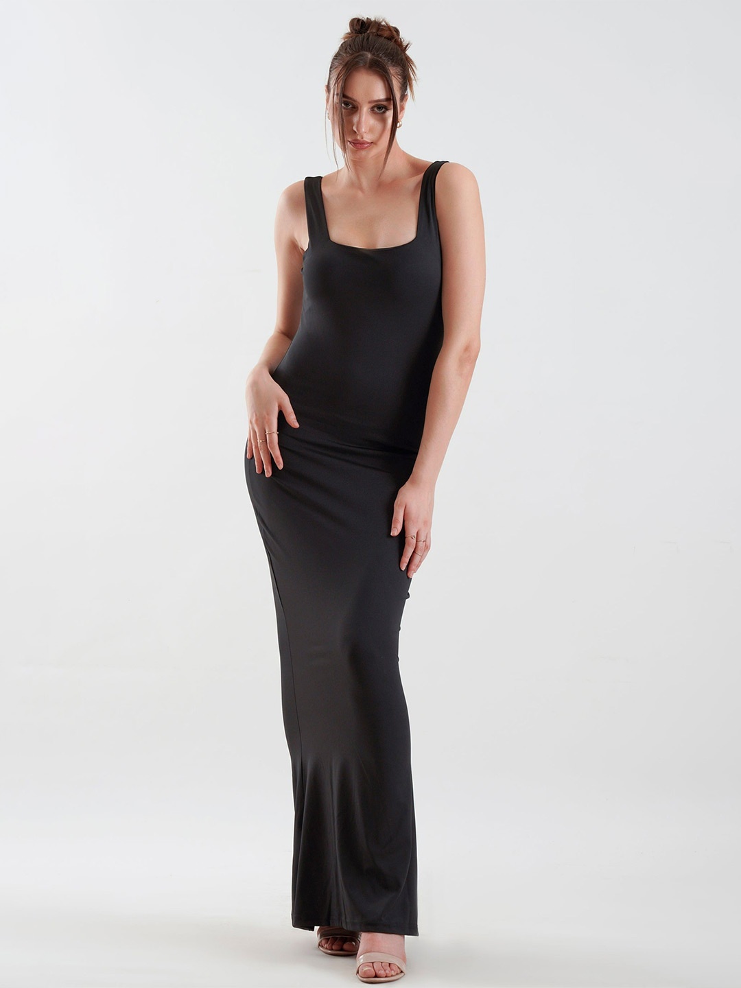 

Outcast Square Neck Sleeveless Maxi Dress, Black
