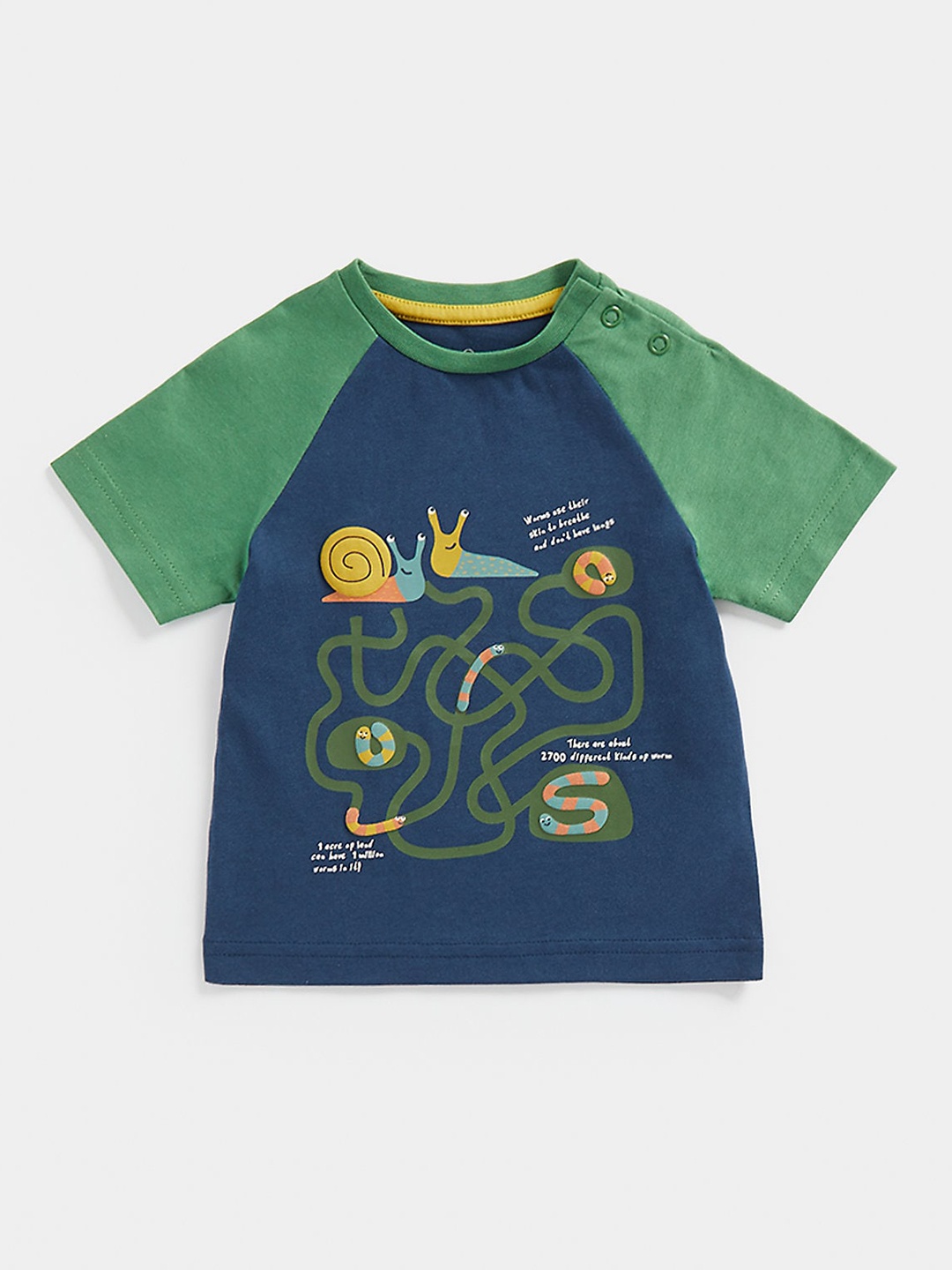 

mothercare Kids Unisex Graphic Printed Pure Cotton T-shirt, Navy blue