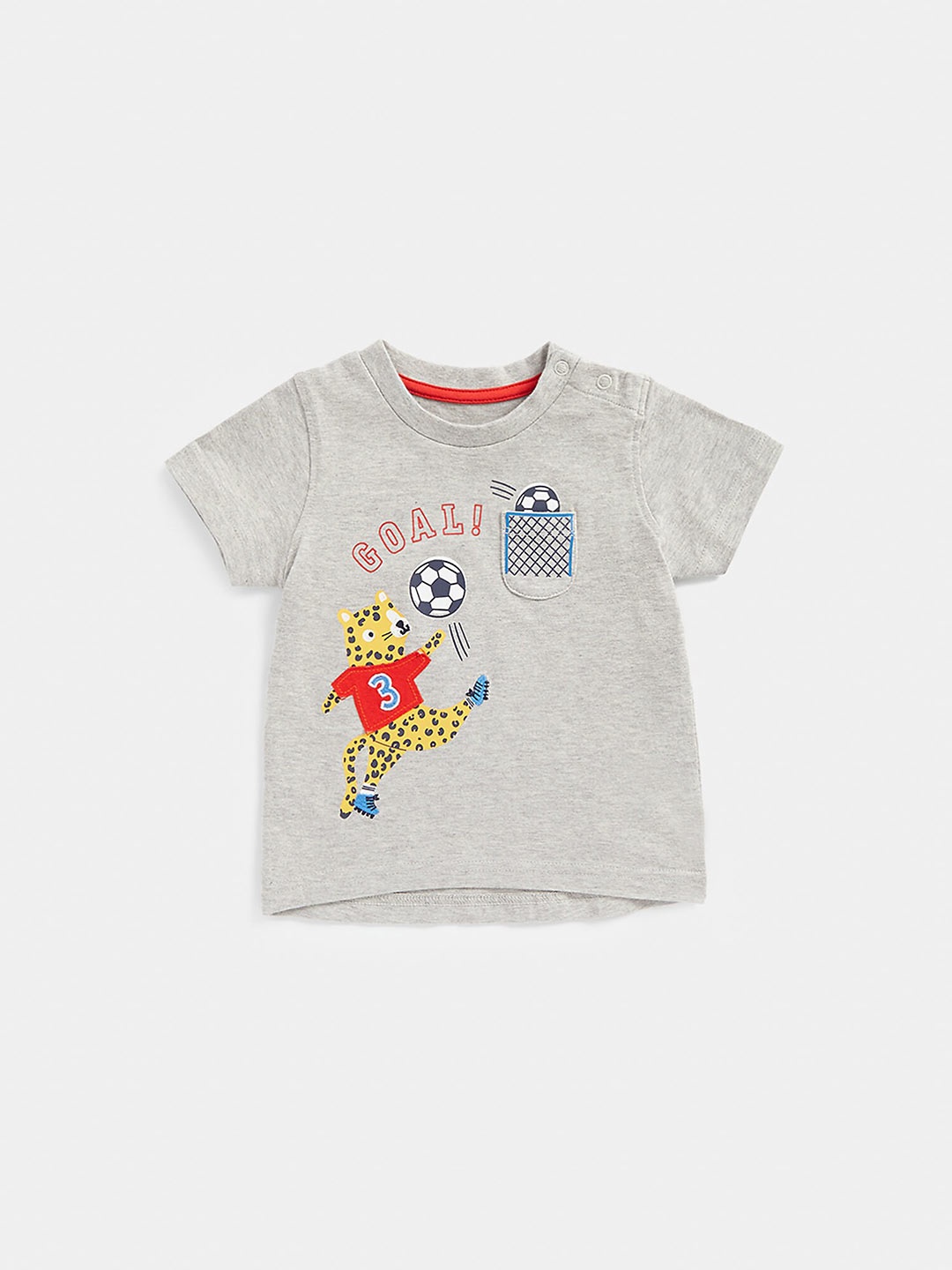 mothercare Infant Kids Graphic Printed Pure Cotton T-shirt, Grey