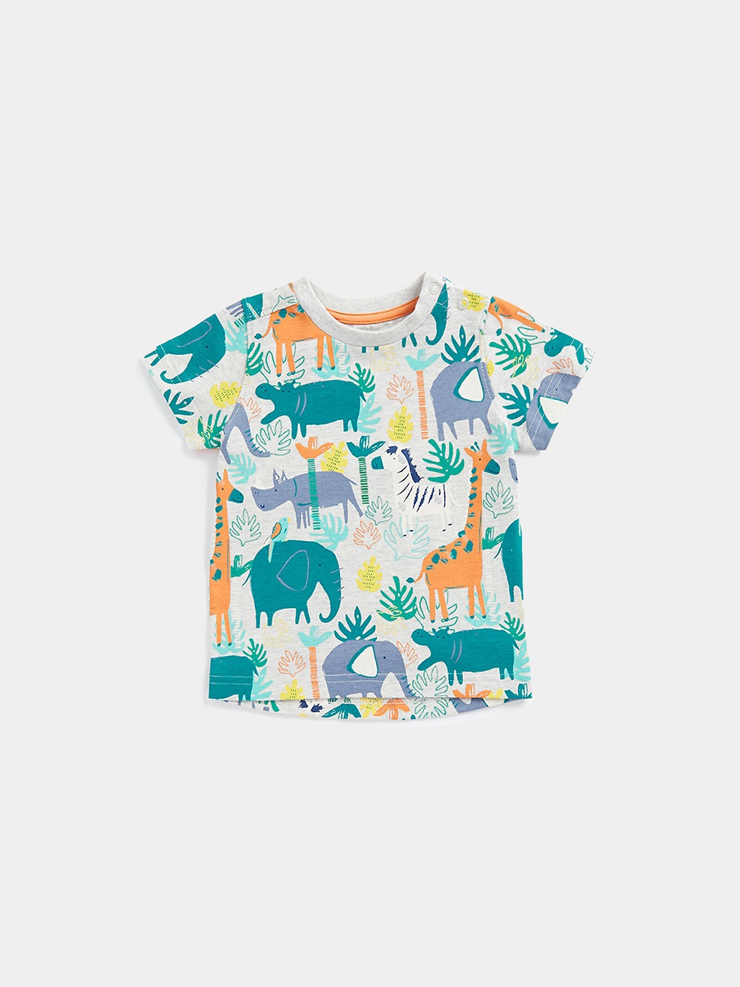 

mothercare Kids Graphic Printed Pure Cotton T-shirt, Grey