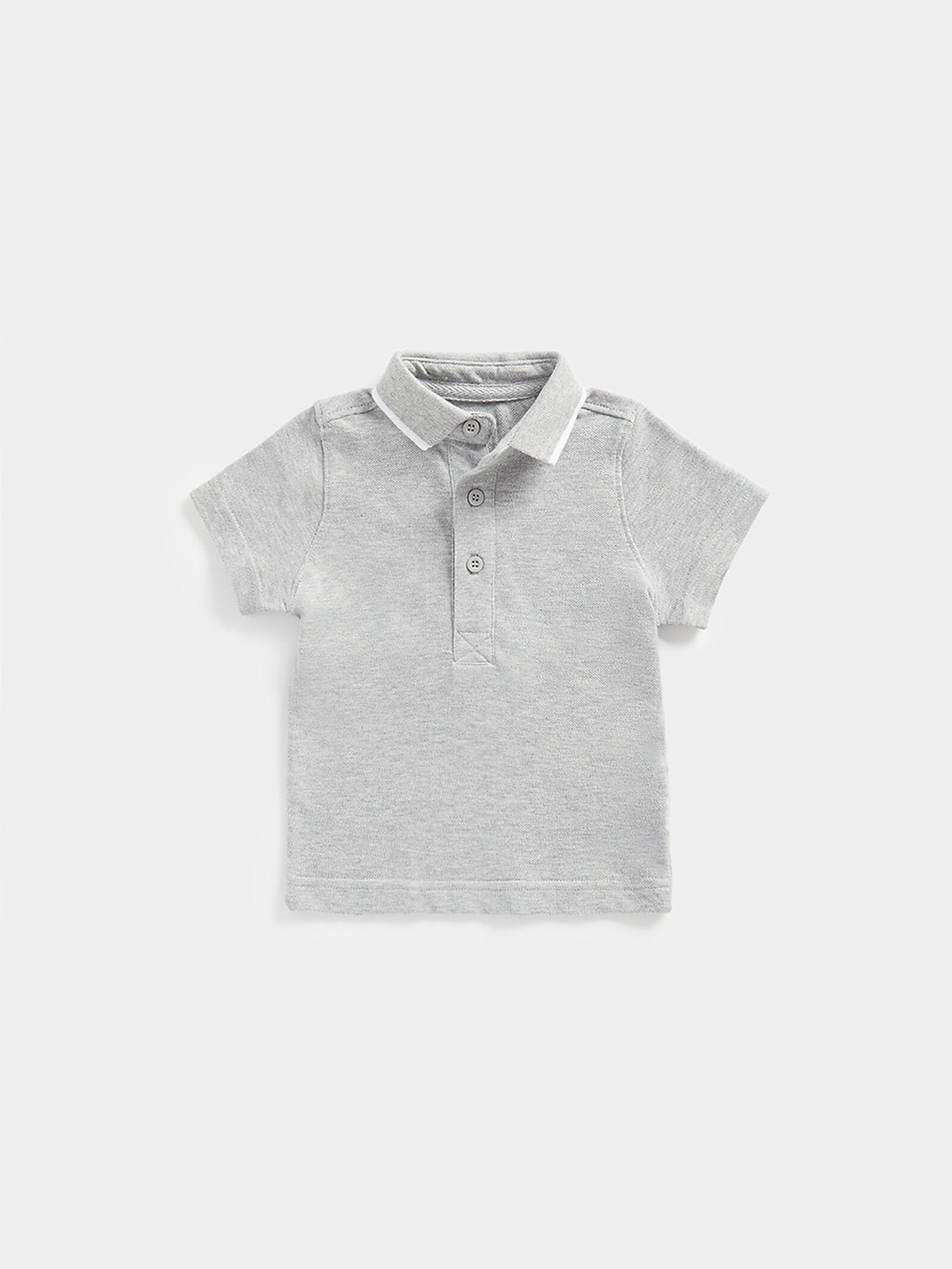 

mothercare Kids Polo Collar Pure Cotton T-shirt, Grey