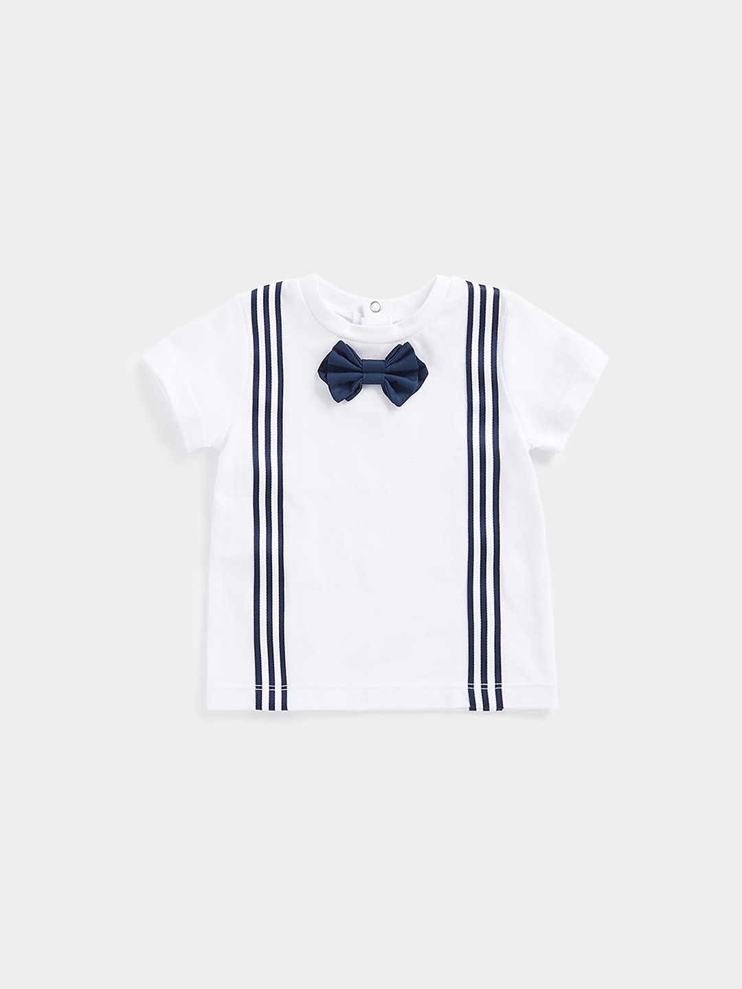 

mothercare Kids Striped Pure Cotton T-shirt, White