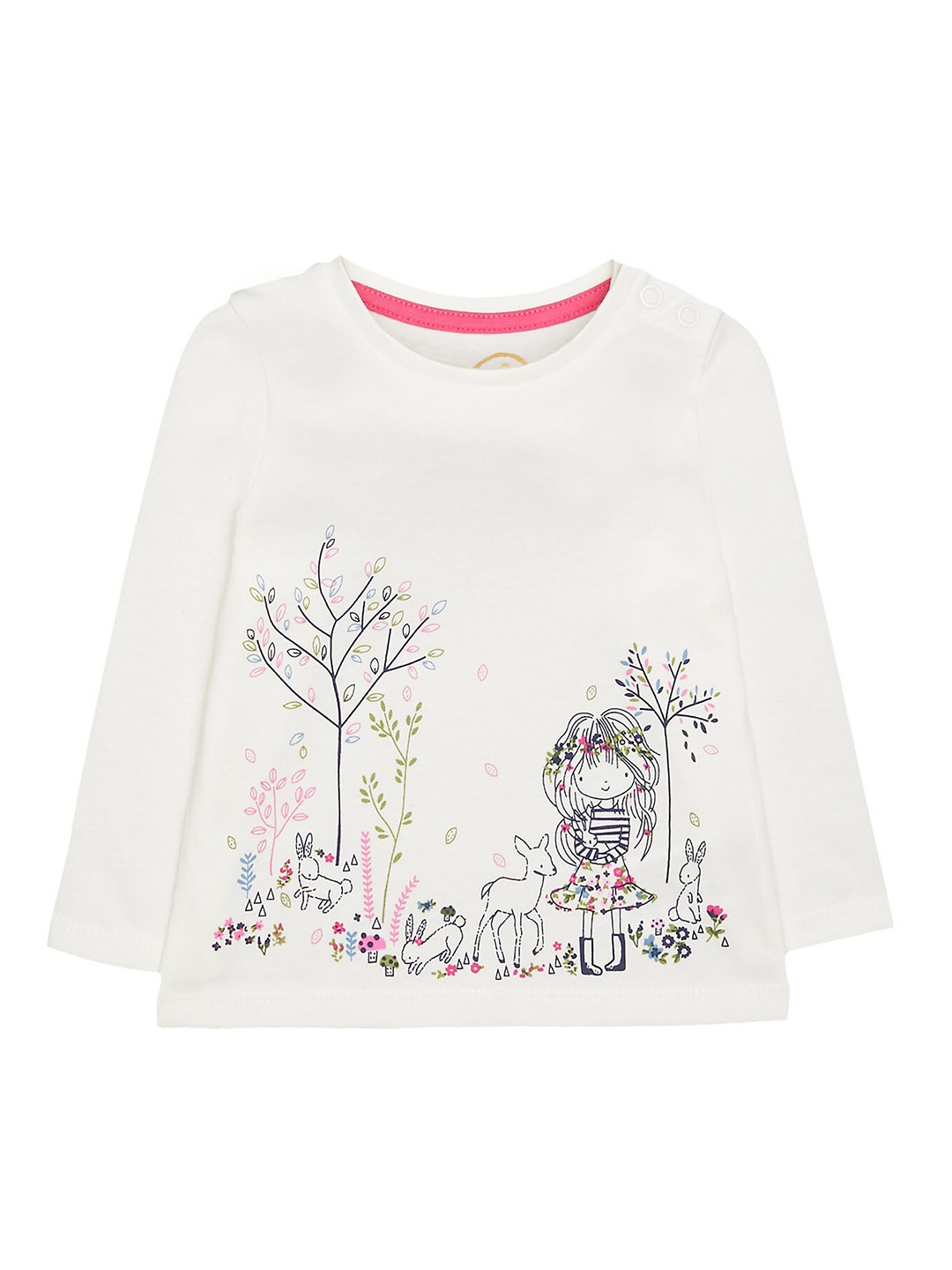

mothercare Girls Graphic Printed Cotton T-shirt, White
