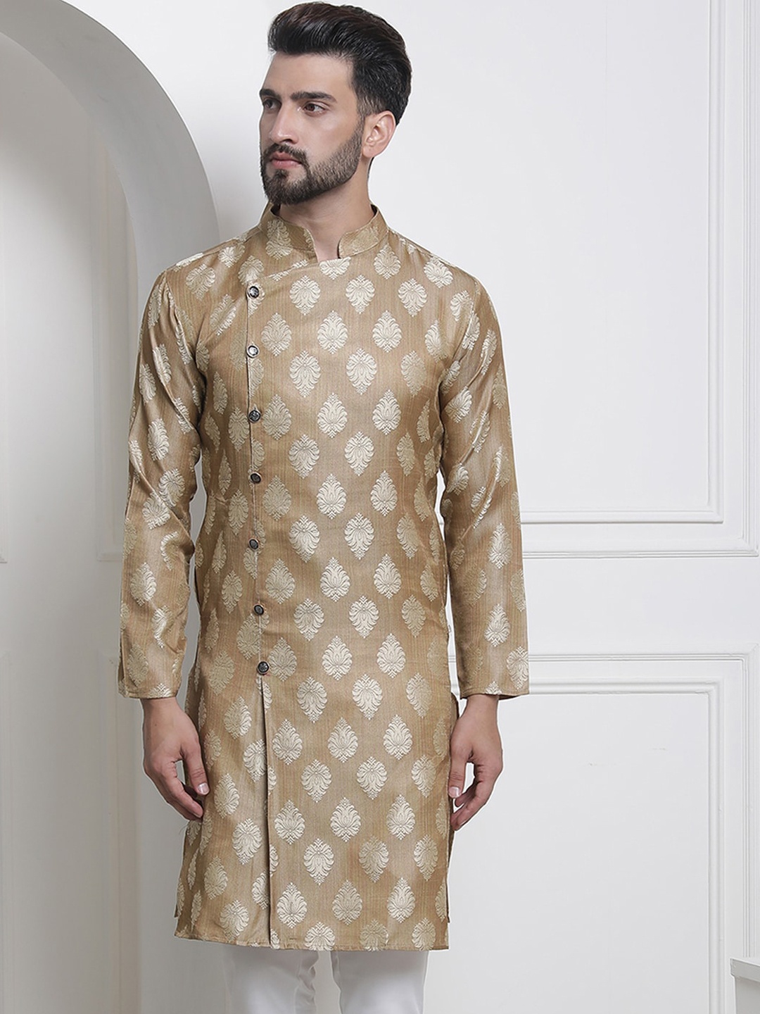 

SOJANYA Ethnic Motifs Woven Design Kurta, Beige