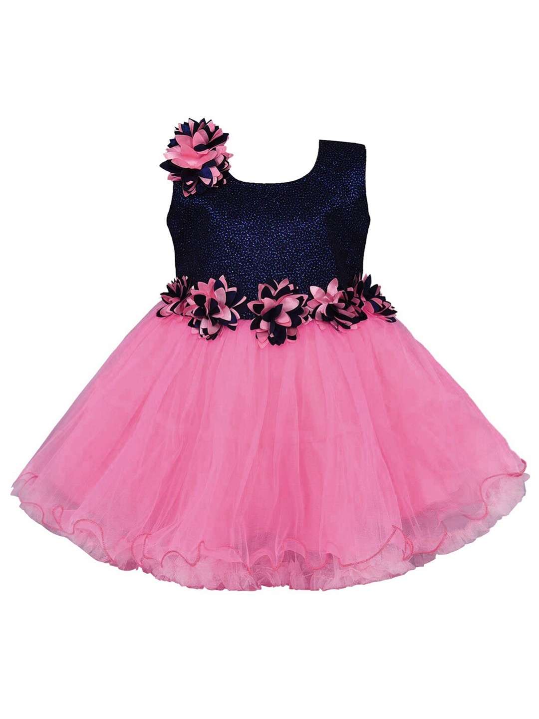 

Wish Karo Girls Sleeveless Corsage Net Fit & Flare Dress, Pink