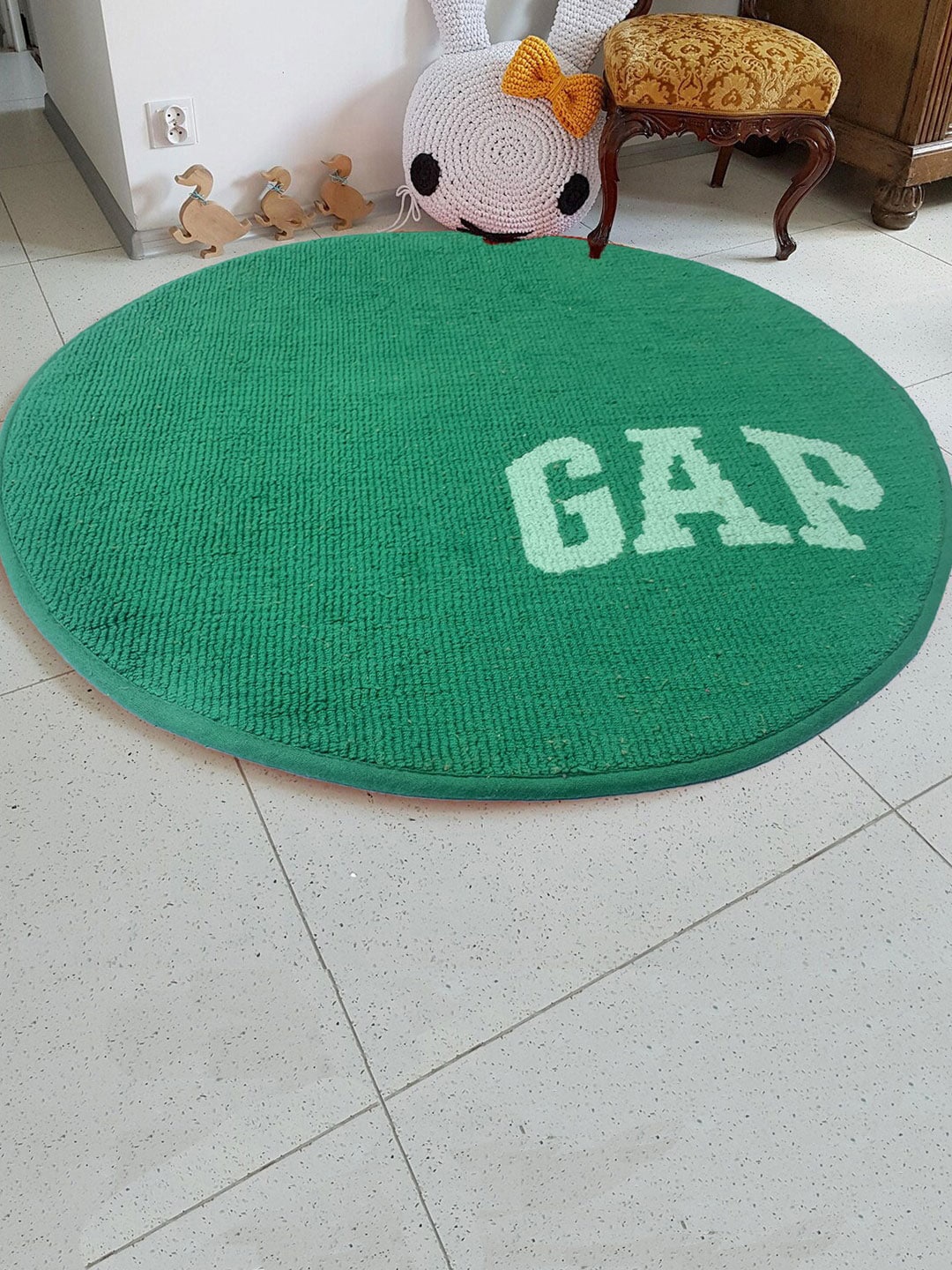 

LUXEHOME INTERNATIONAL Solid Pure Cotton 1400 GSM Round Bath Mat, Green