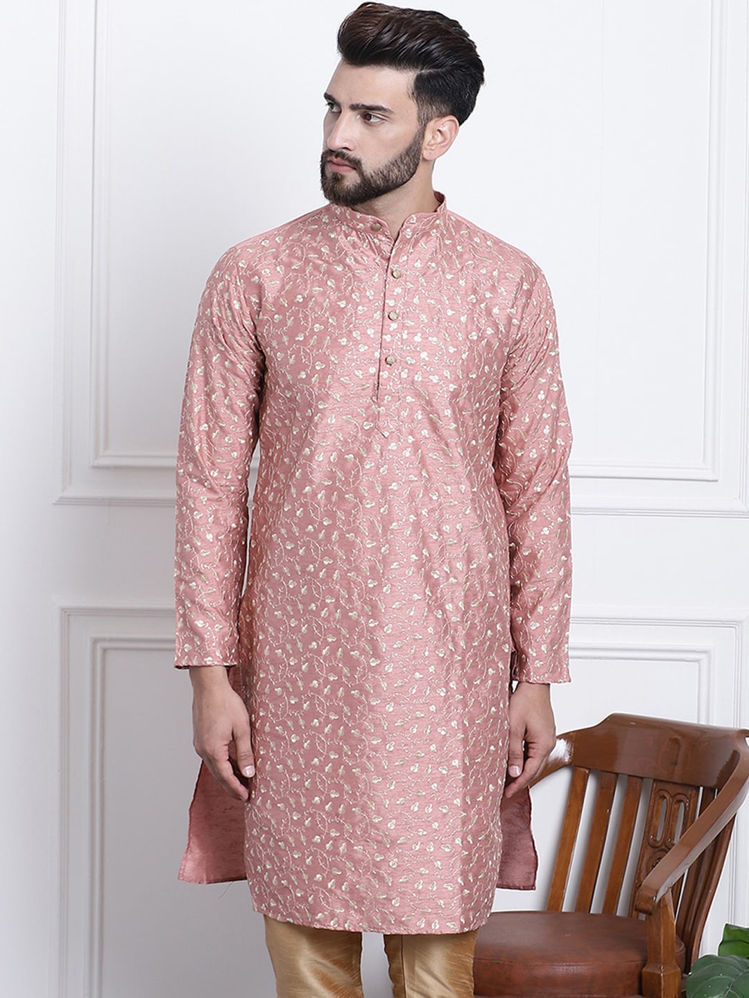

SOJANYA Floral Embroidered Straight Kurta, Coral