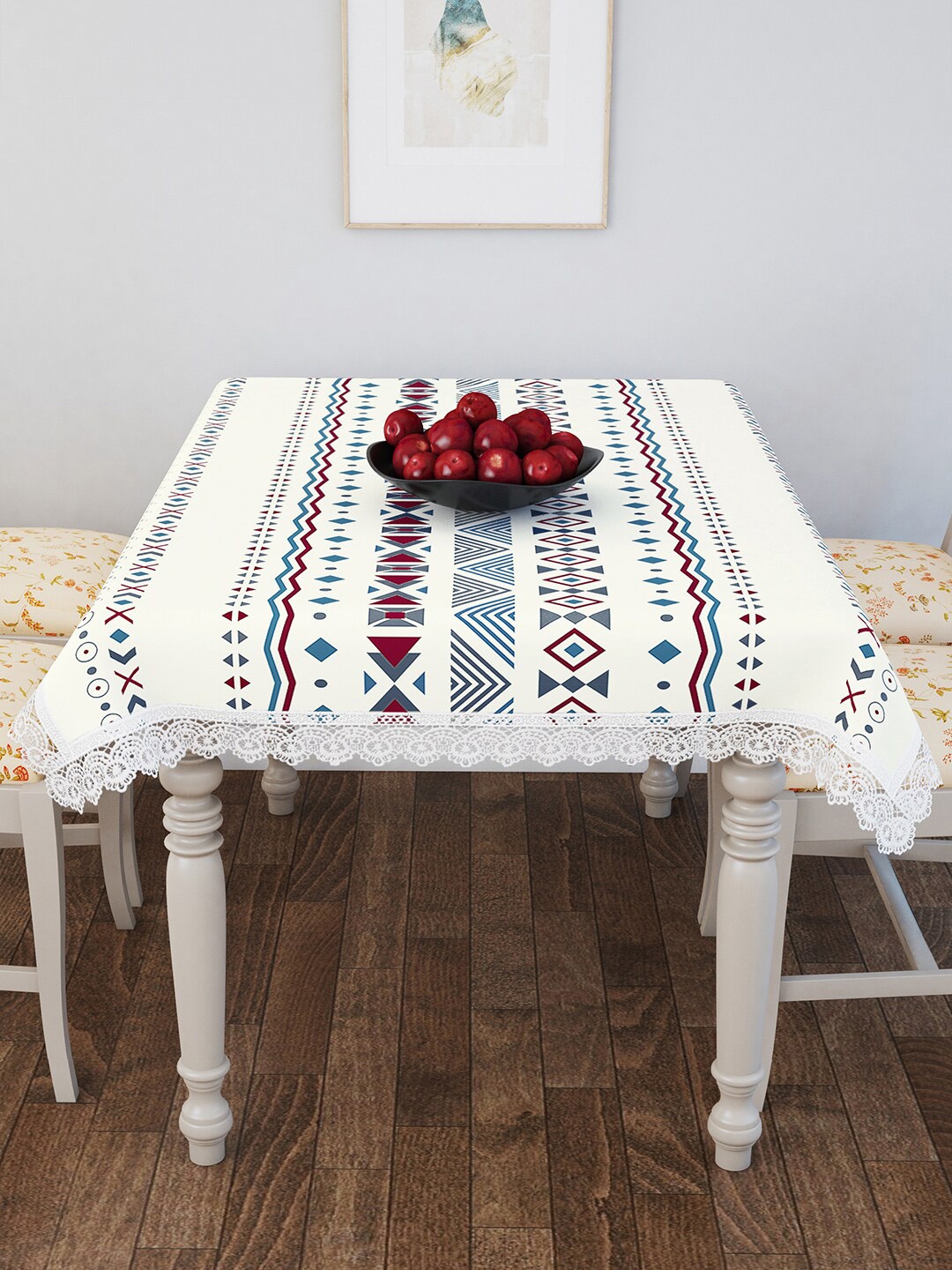 

Story@home White & Grey Printed Cotton Table Cover