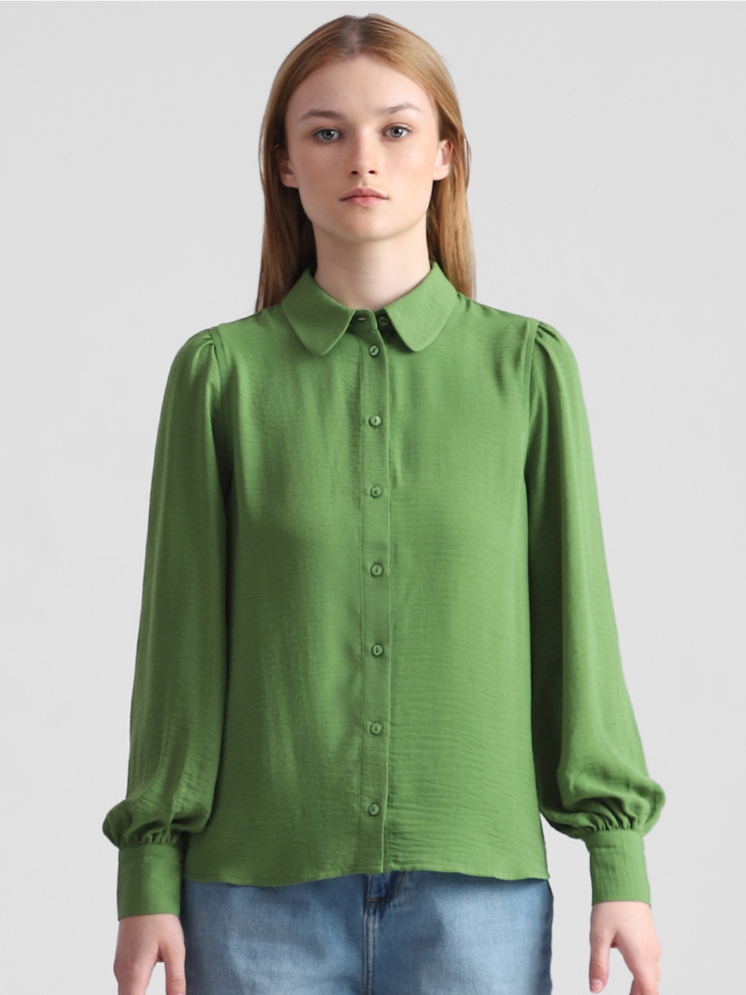 

ONLY Spread Collar Opaque Casual Shirt, Green