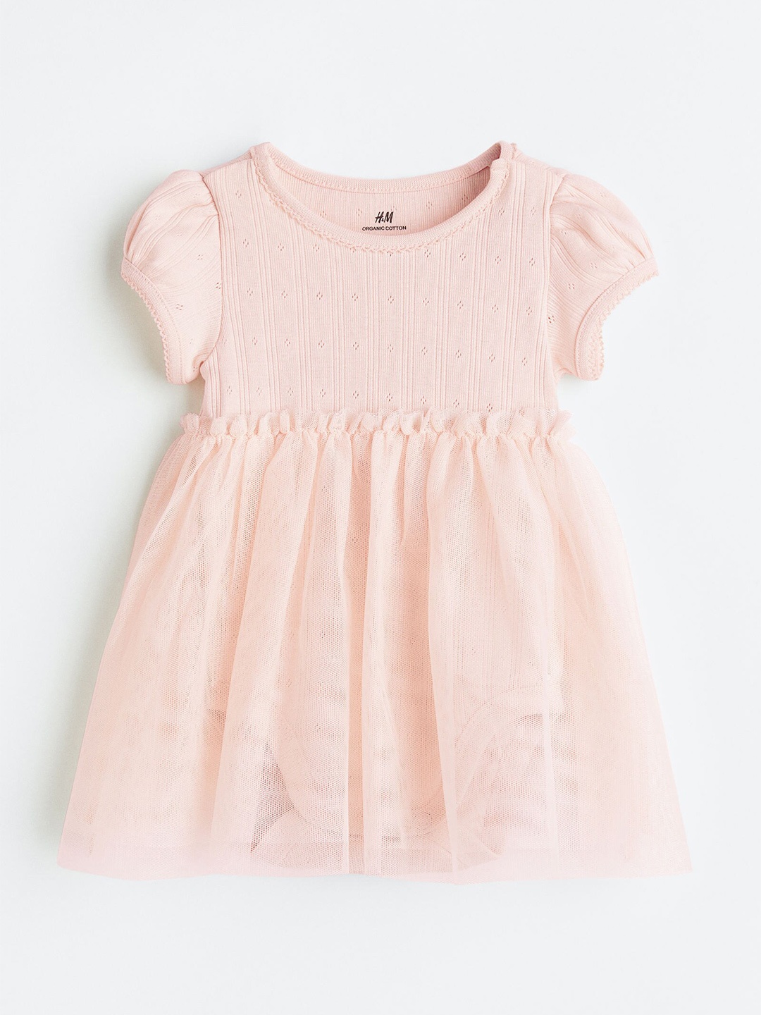 

H&M Girls Pure Cotton Tulle Dress With A Bodysuit, Peach