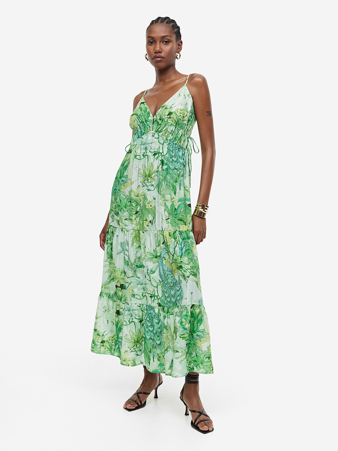 

H&M Drawstring-Detail Maxi Dress, Green