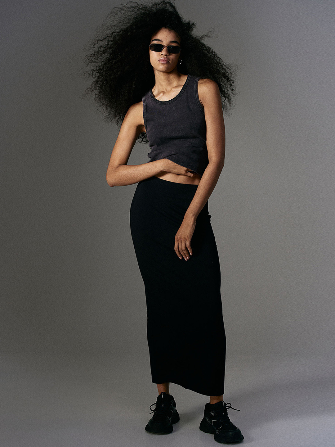 

H&M Ribbed Pencil Skirt, Black