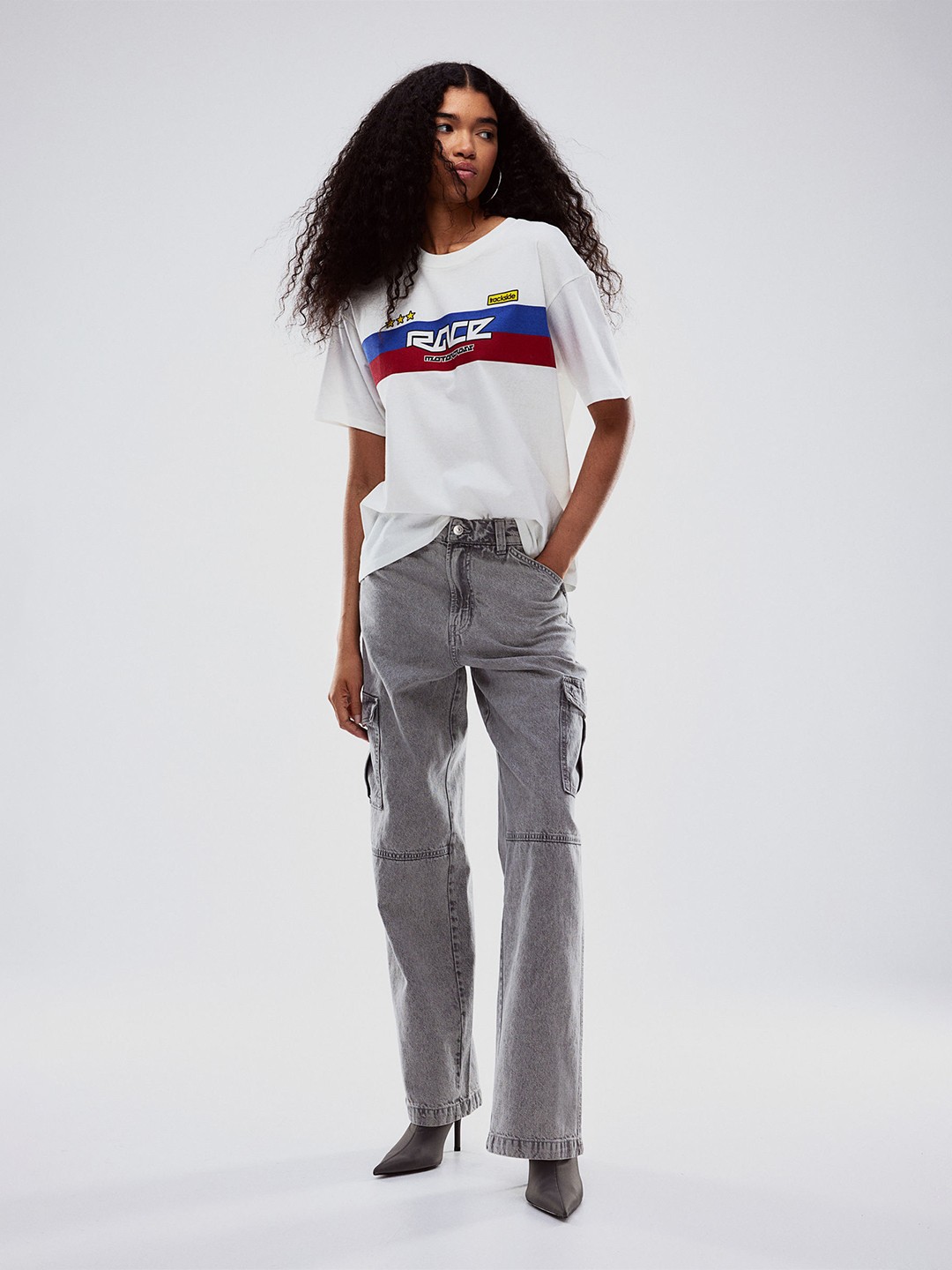 

H&M Oversized Printed T-shirt, White
