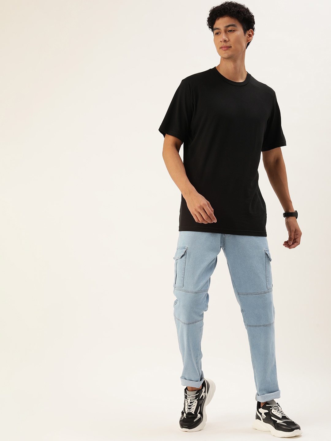 

IVOC Men Slim Fit Stretchable Cargo Jeans, Blue