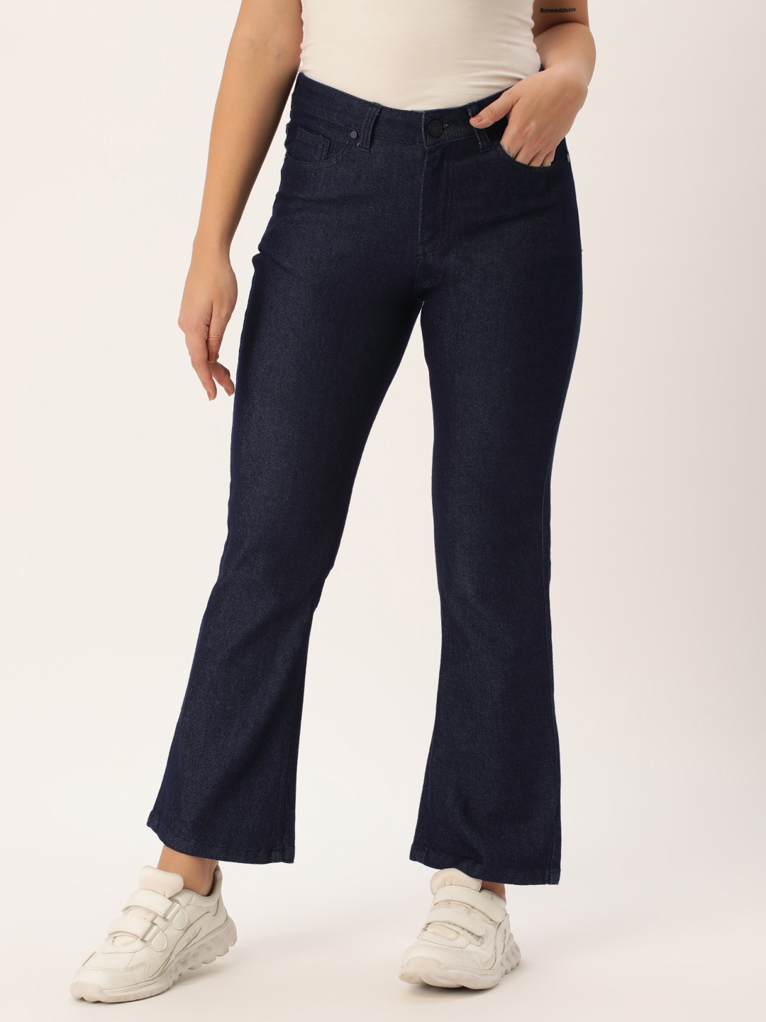 

IVOC Women Bootcut Stretchable Jeans, Navy blue