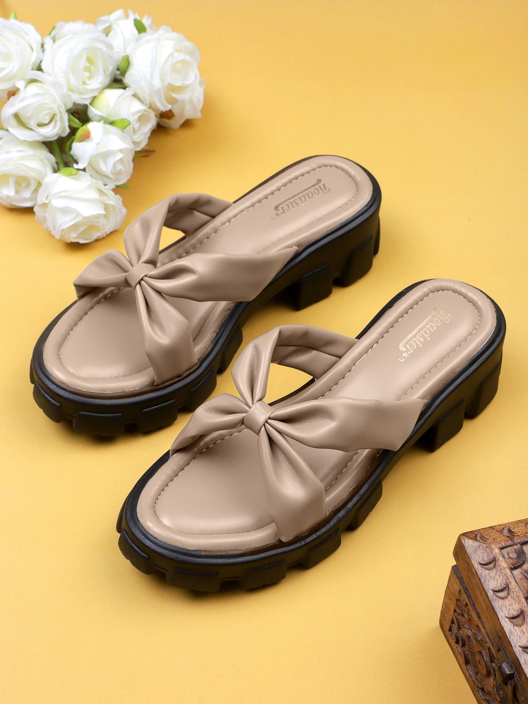 

Roadster Beige Open Back Platform Heels