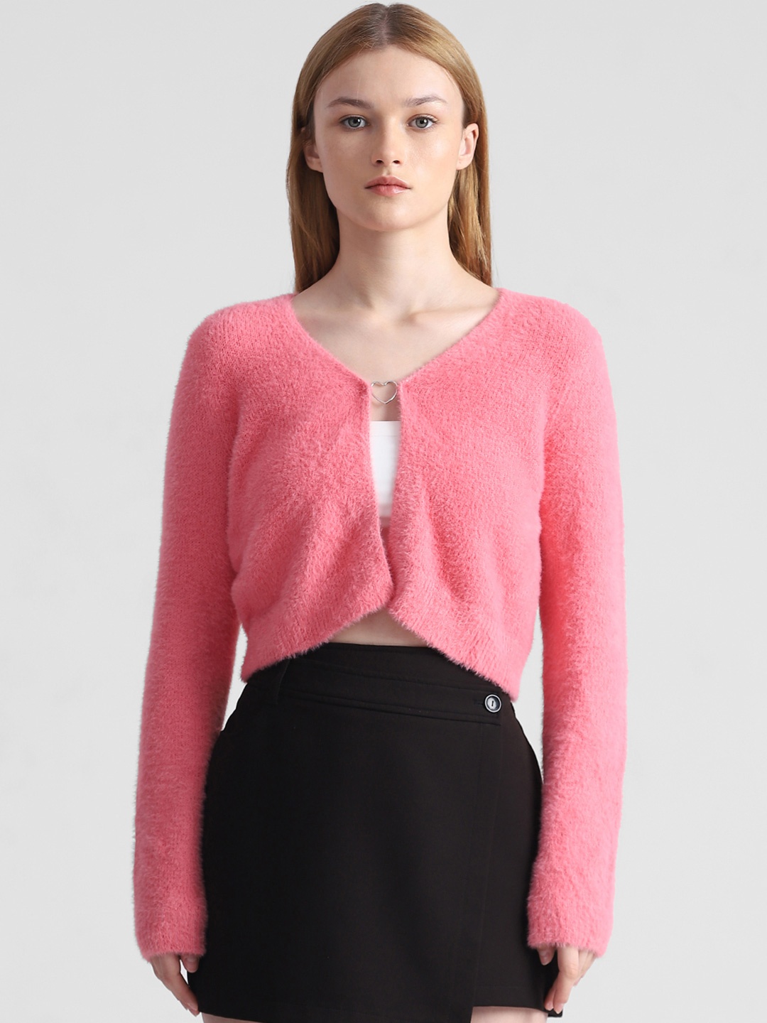 

ONLY Crop Front-Open Sweaters, Pink