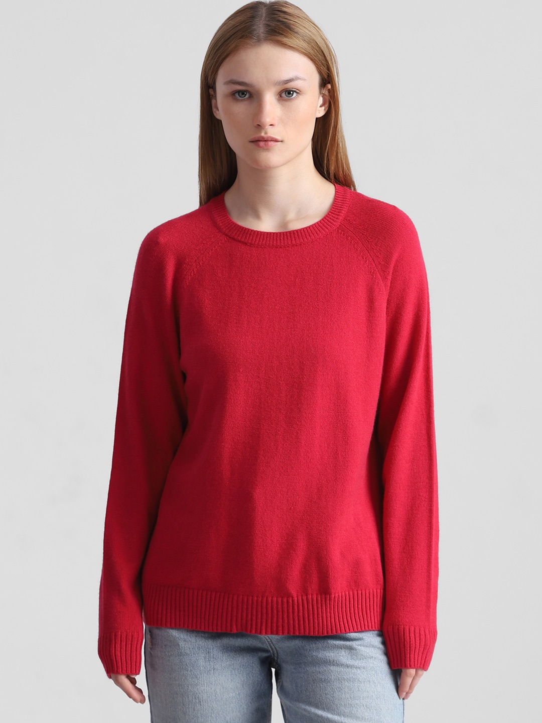 

ONLY Round Neck Long Sleeves Pullover, Red