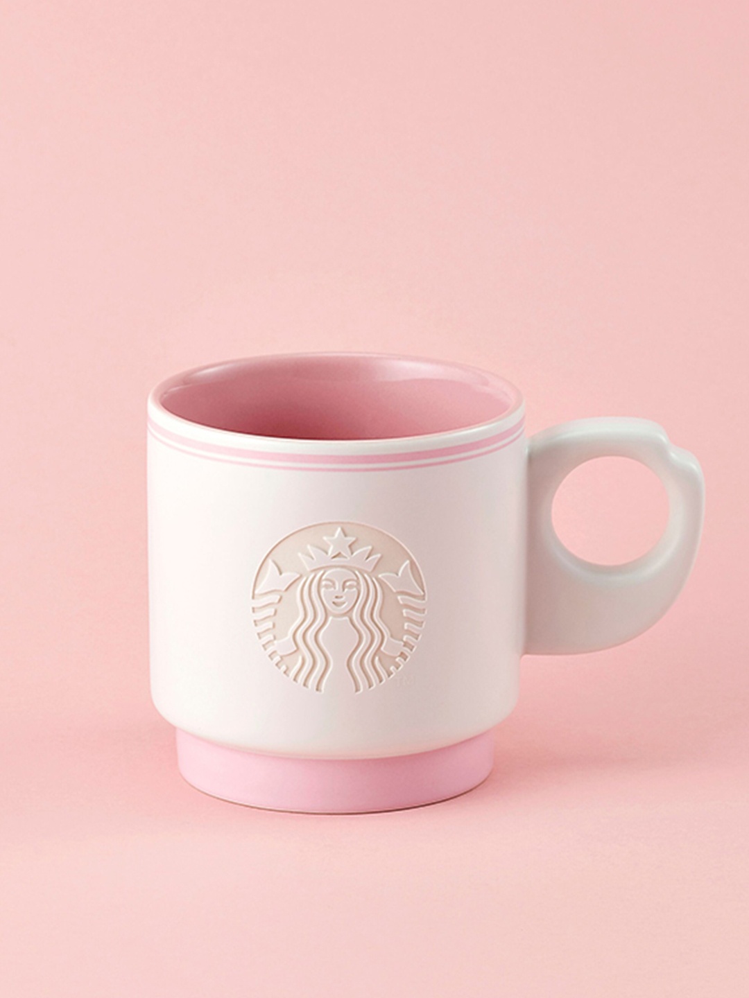 

Starbucks Off White & Pink Ceramic Matte Mugs - 296 ml