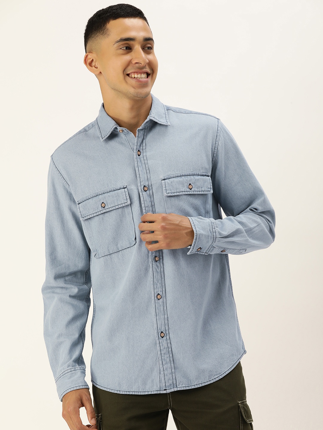 

Bene Kleed Men Opaque Denim Cotton Casual Shirt, Blue