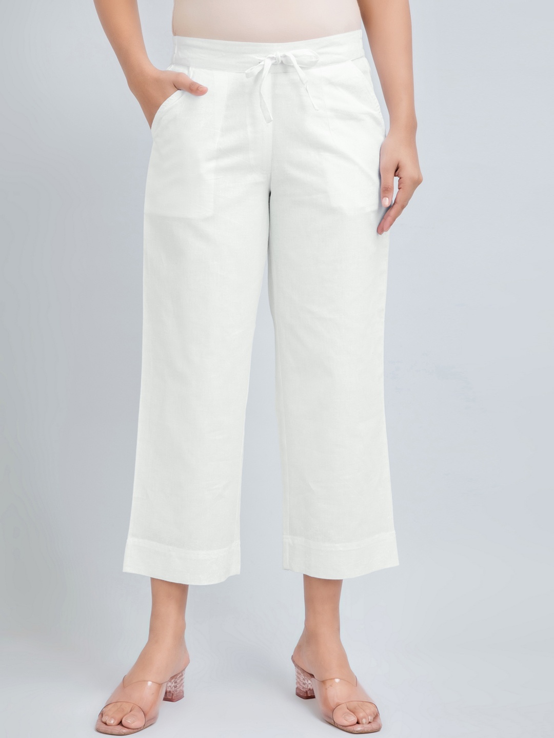 

SUTI Women Mid-Rise Loose Fit Trousers, White