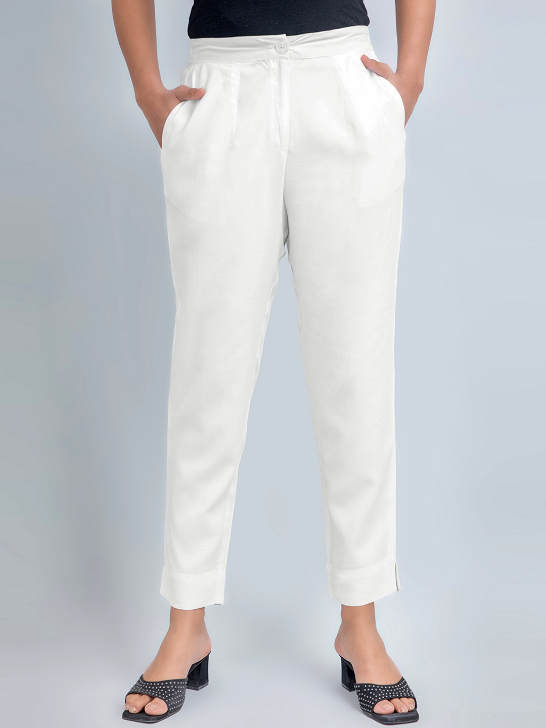 

SUTI Women Mid-Rise Regular Fit Cotton Trousers, White