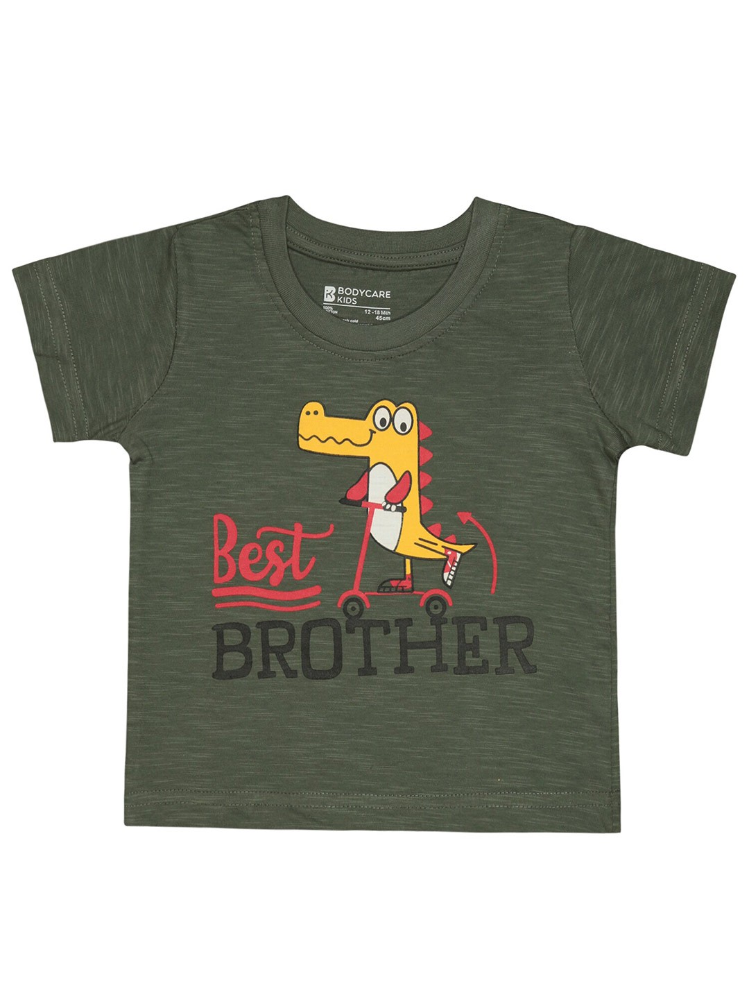 

Bodycare Infants Boys Typography Printed Cotton T-Shirt, Green