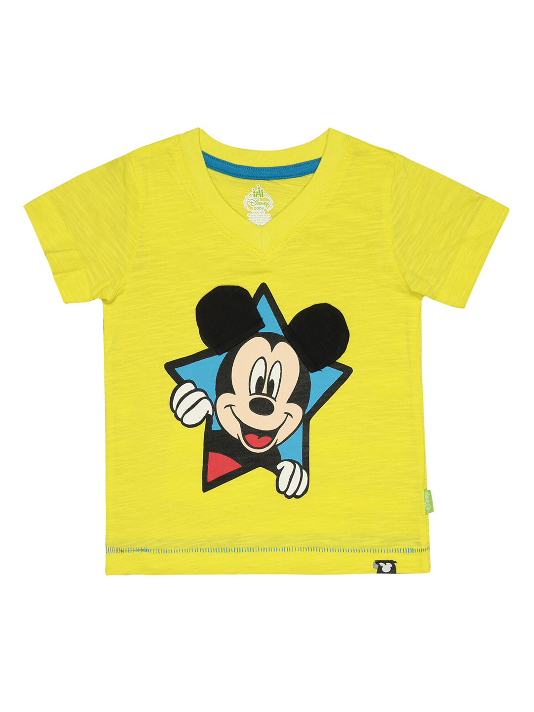 

Bodycare Boys Mickey Mouse Printed V-Neck Cotton T-shirt, Yellow