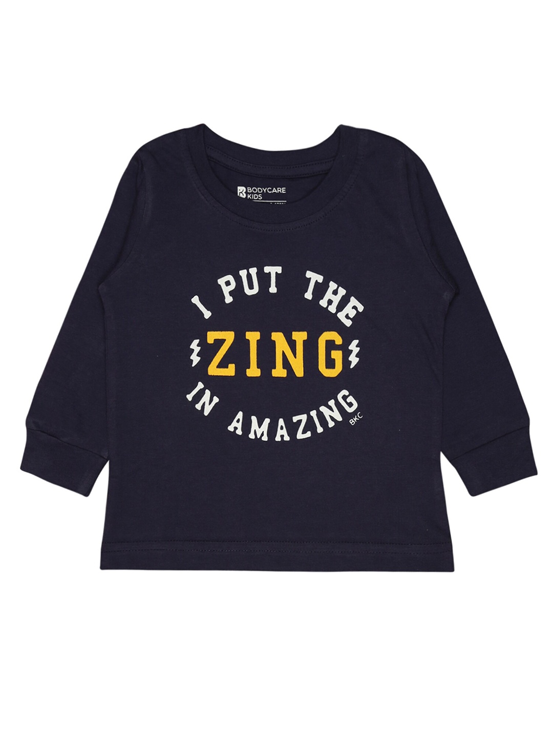 

Bodycare Infant Boys Typography Printed Long Sleeves Cotton T-shirt, Navy blue