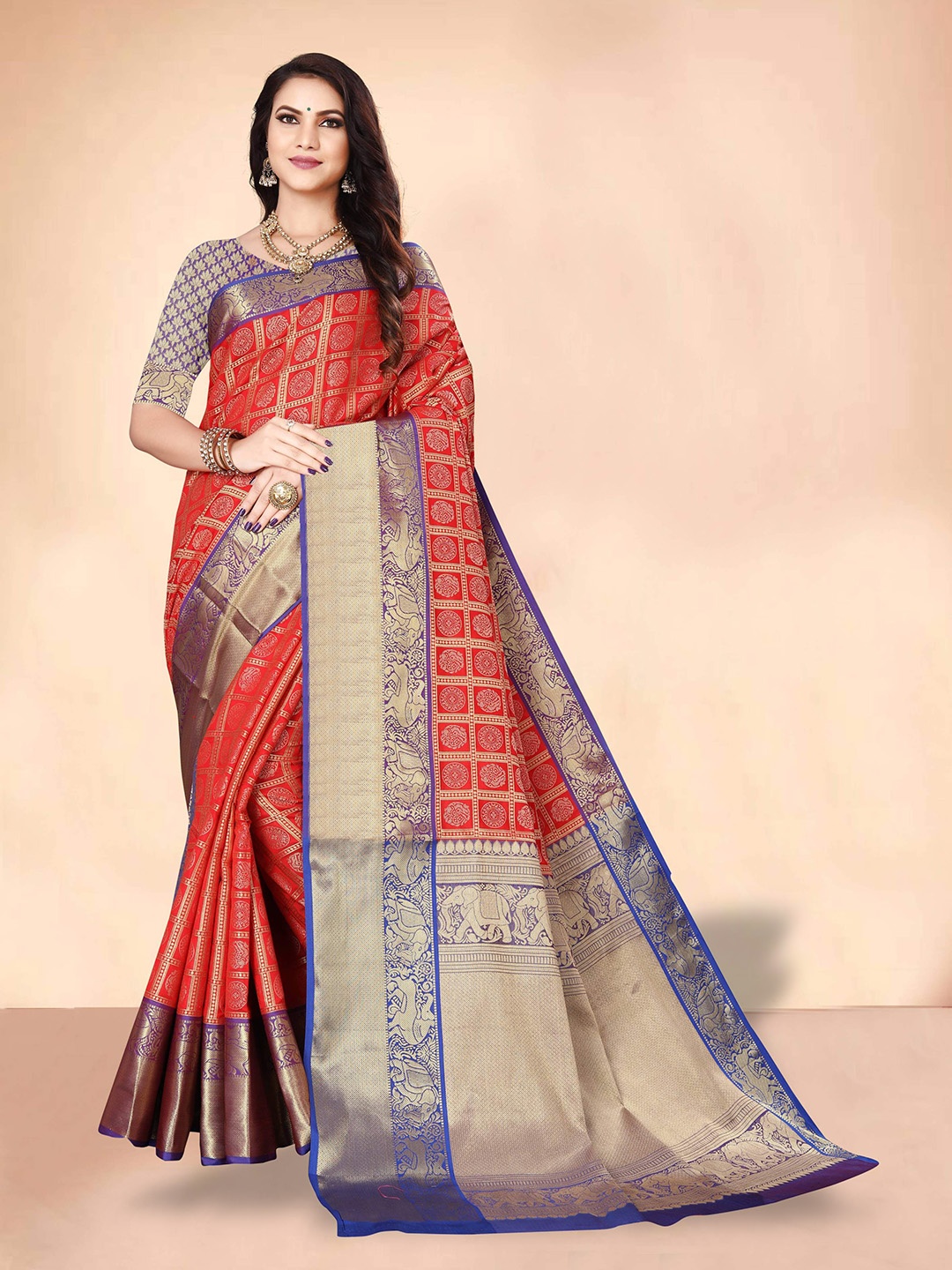 

SGF11 Woven Design Pure Zari Heavy Work Kanjeevaram Silk Saree, Maroon