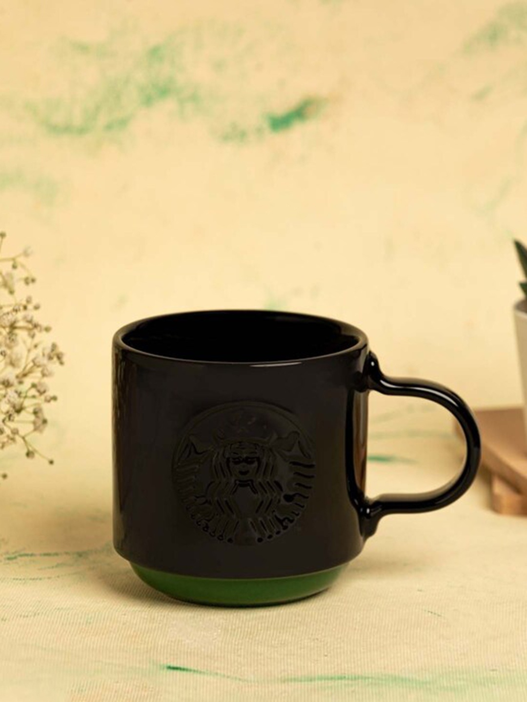 

Starbucks Debossed Siren Black Ceramic Coffee Mug 355 ml