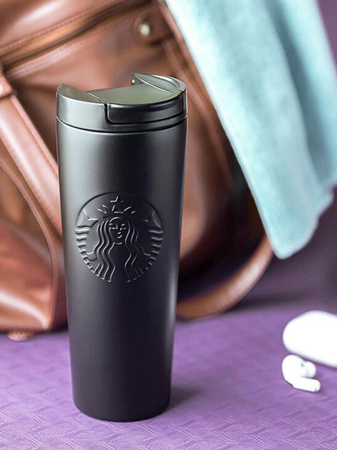 

Starbucks Black Textured Stainless Steel Glossy Tumbler-473ml