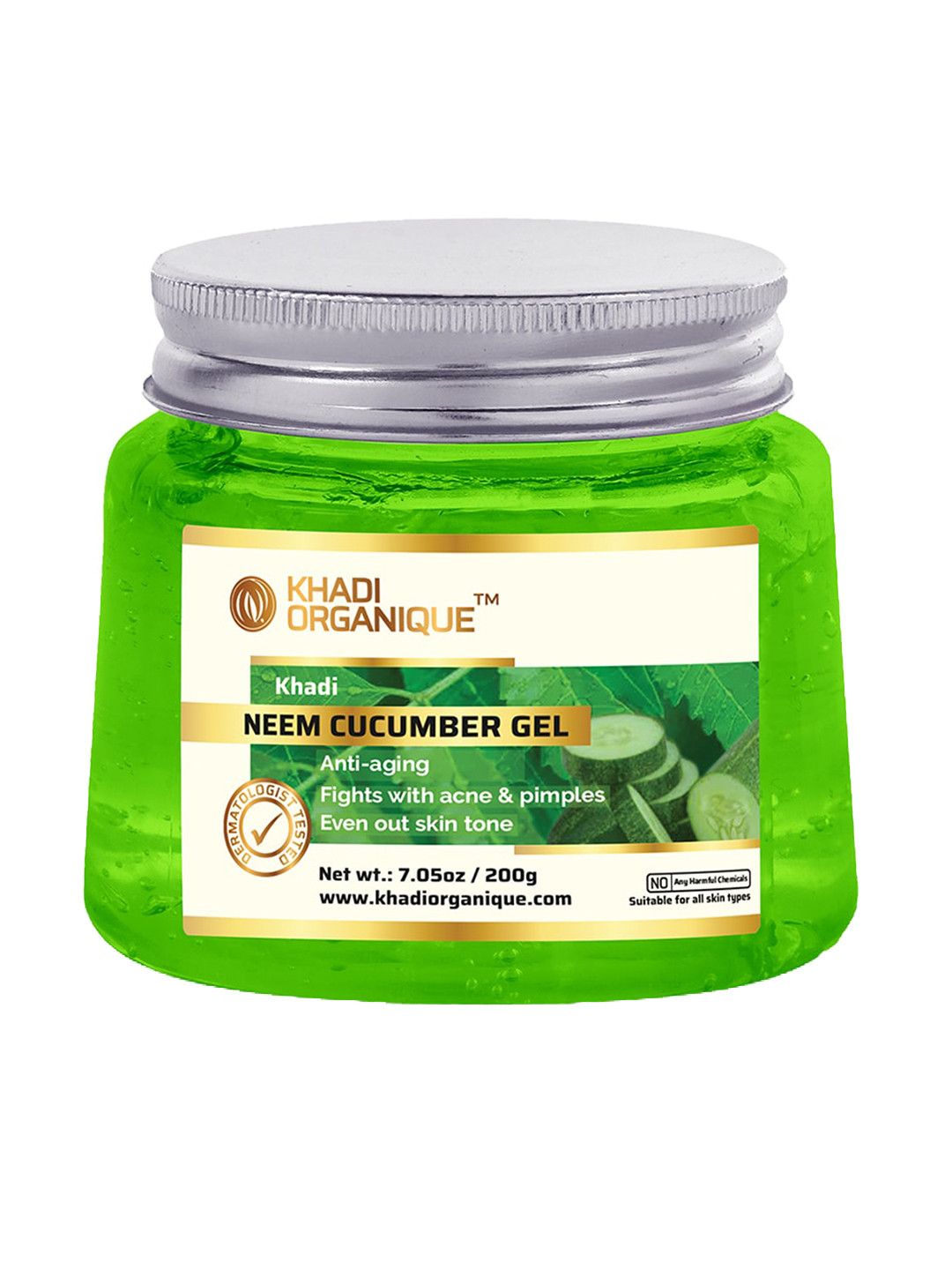 

Khadi Organique Neem Cucumber Face Gel For Acne & Pimples - 200g, Green