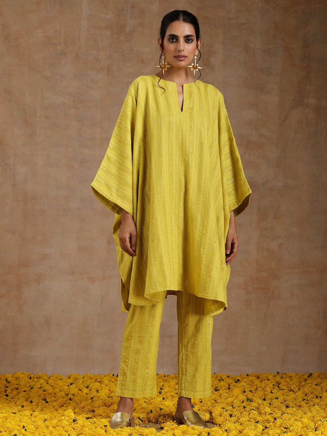 

trueBrowns Striped Pure Cotton Tunic & Trouser, Lime green