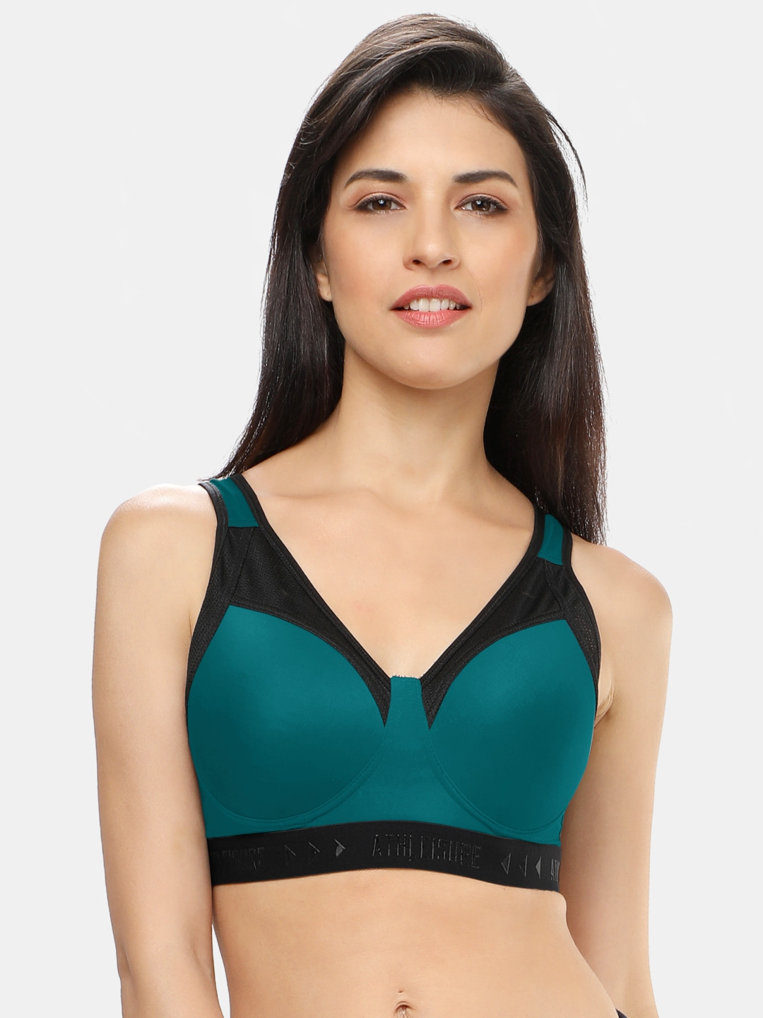 

Lovable Sport Colourblocked Seamless Workout Bra with Full Coverage Lightly Padded, Sea green