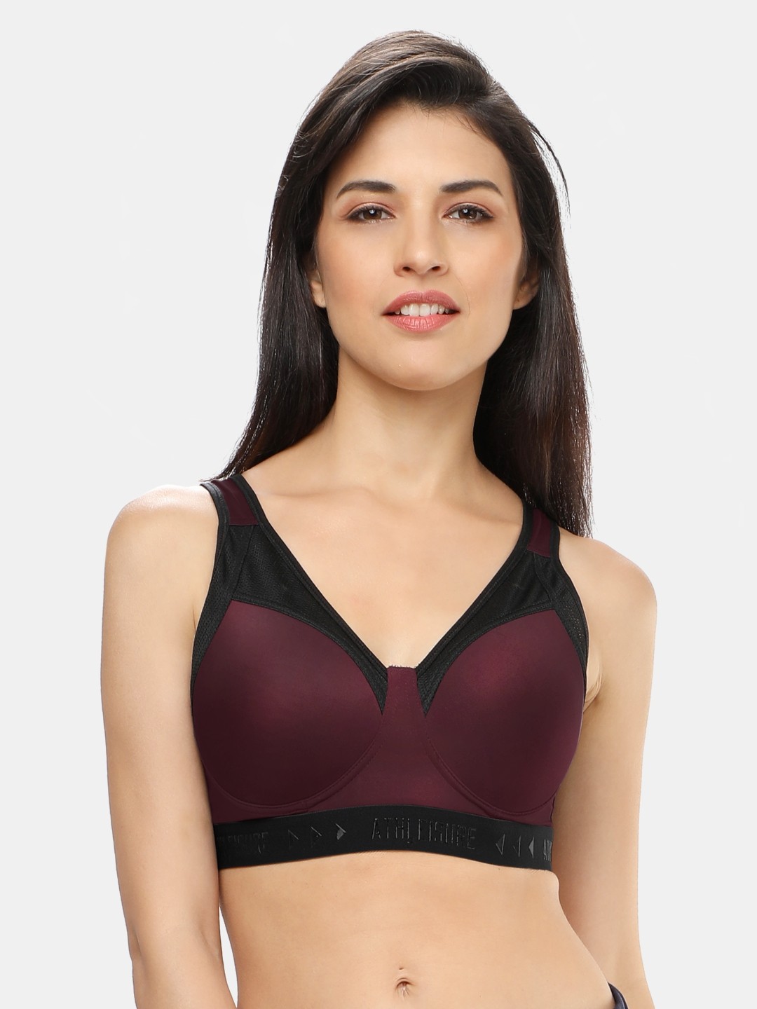 

Lovable Sport Colourblocked Seamless Workout Bra with Full Coverage Lightly Padded, Maroon