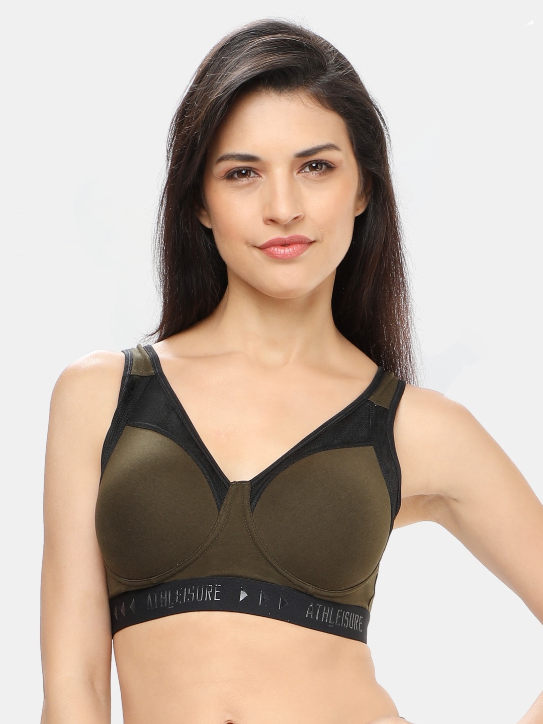 

Lovable Sport Colourblocked Seamless Workout Bra with Full Coverage Lightly Padded, Olive