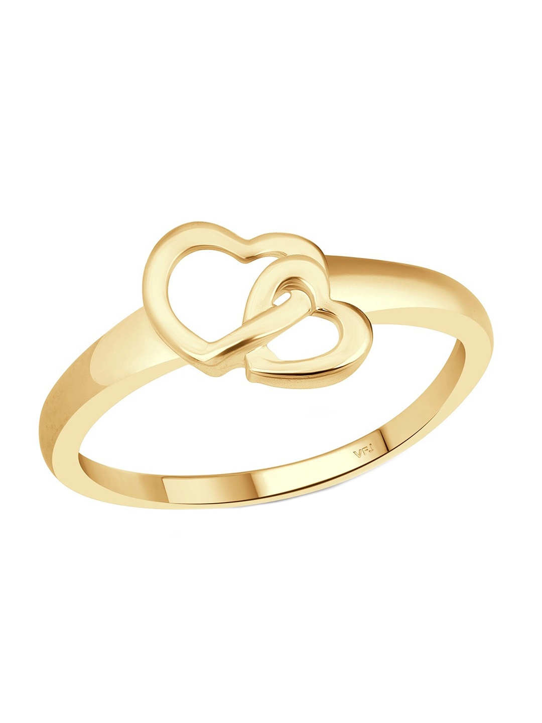 

Vighnaharta Gold-Plated Double Heart Charm Ring
