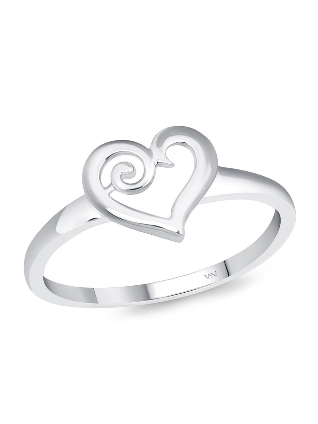 

Vighnaharta Rhodium-Plated Bezel Heart Finger Rings, Silver