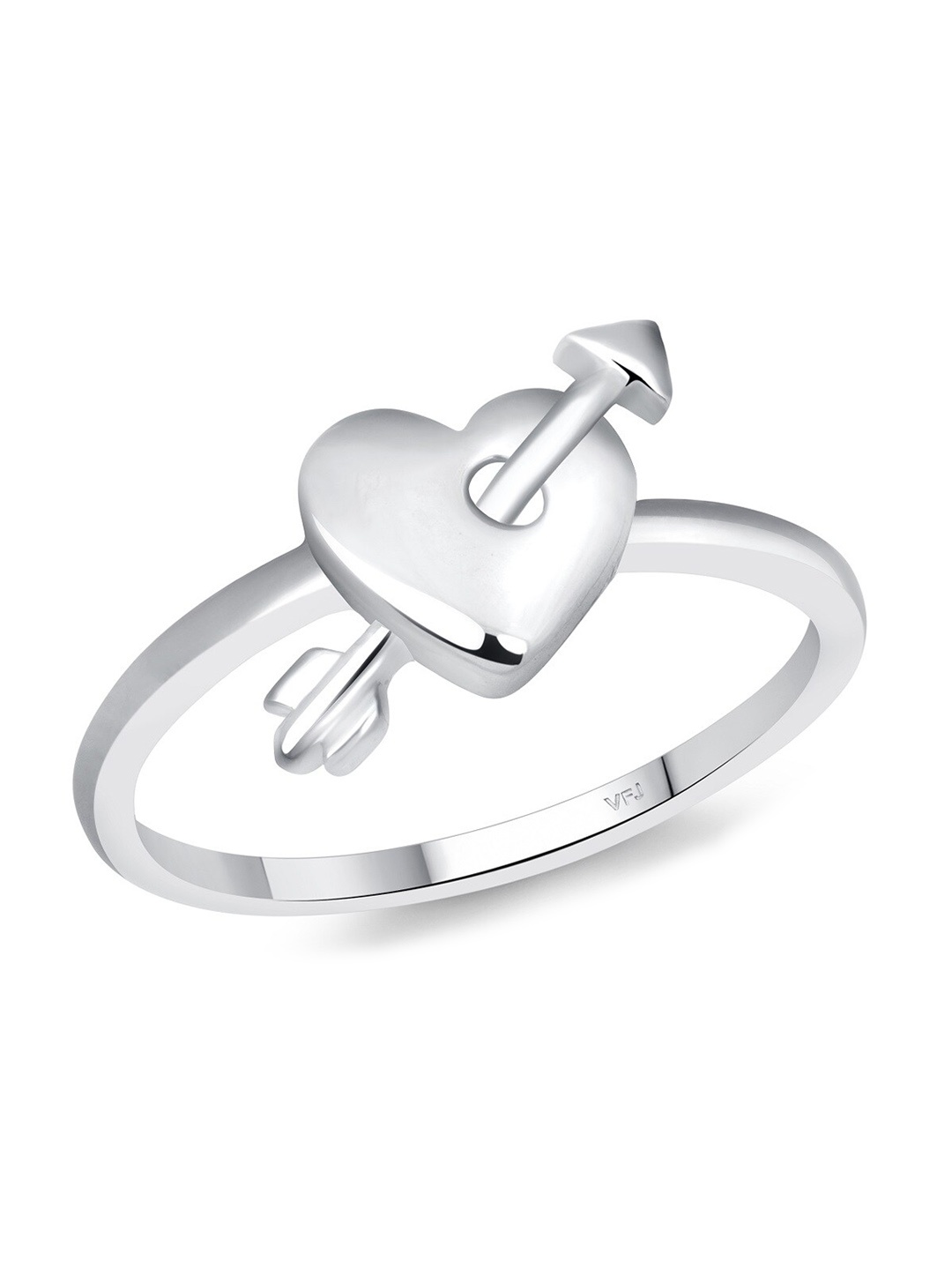 

Vighnaharta Rhodium-Plated Heart Charm Finger Ring, Silver